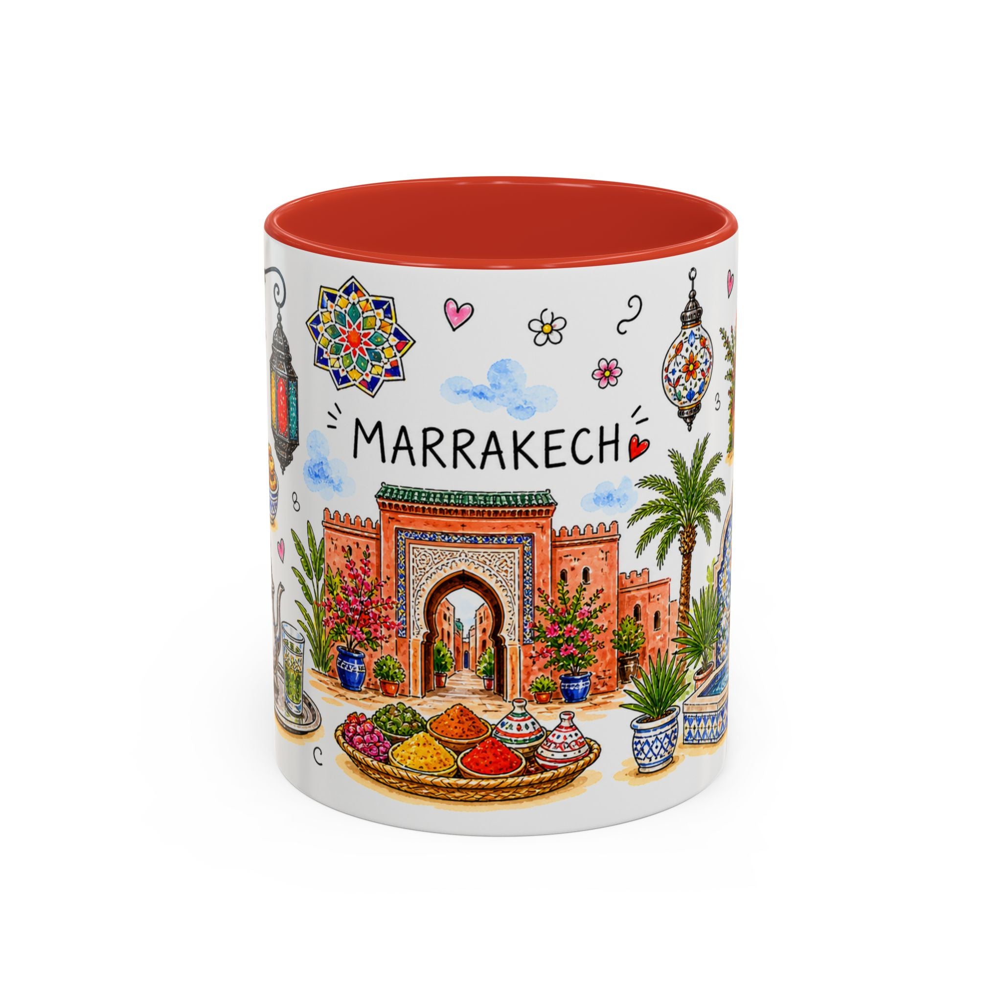 Marrakech Illustrated Travel Mug | City Souvenir Accent Coffee Mug | 11oz 15oz Ceramic Cup
