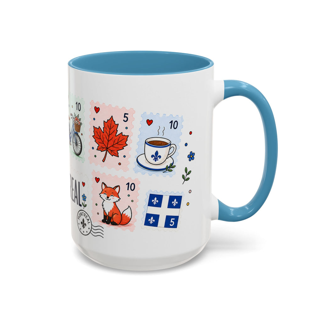Montreal Coffee Mug | Postage Stamp Collage Mug | Travel Souvenir Accent Cup 11oz 15oz