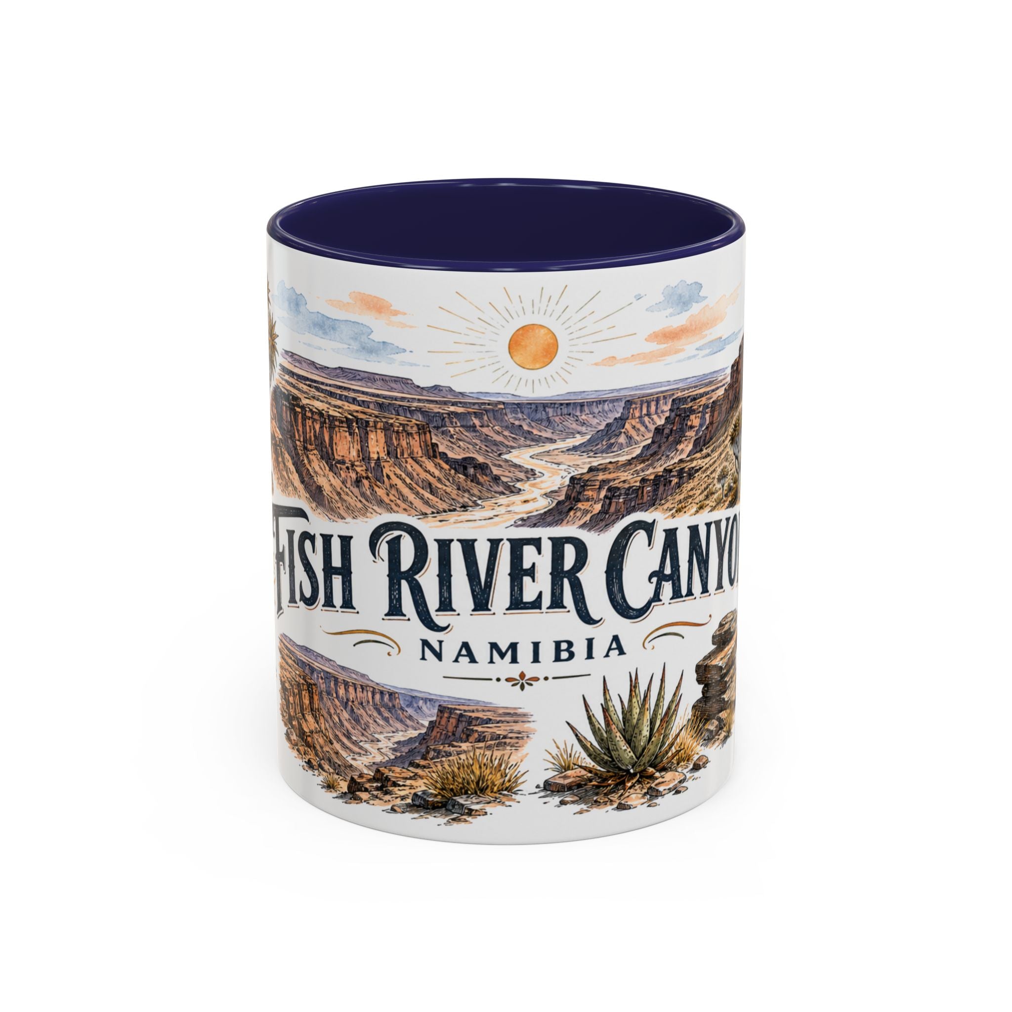 Fish River Canyon Mug, Namibia Travel Souvenir, Bucket List Gift, Accent Ceramic Coffee Mug 11oz 15oz
