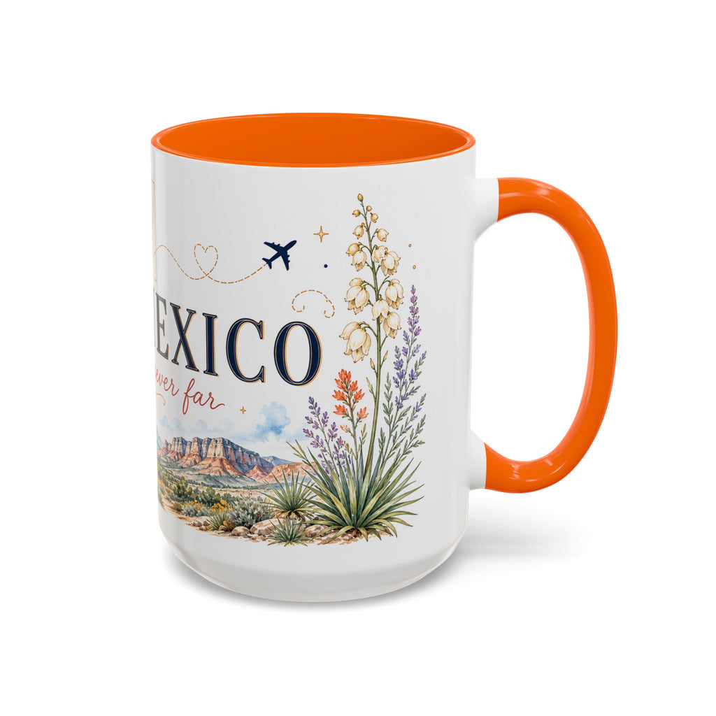 New Mexico State Map Mug | Desert Scenery, Yucca Flower Accent Coffee Cup
