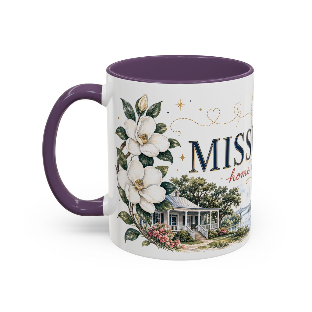 Mississippi State Map Mug | Moving Away, Homesick Gift | Botanical Accent Coffee Cup