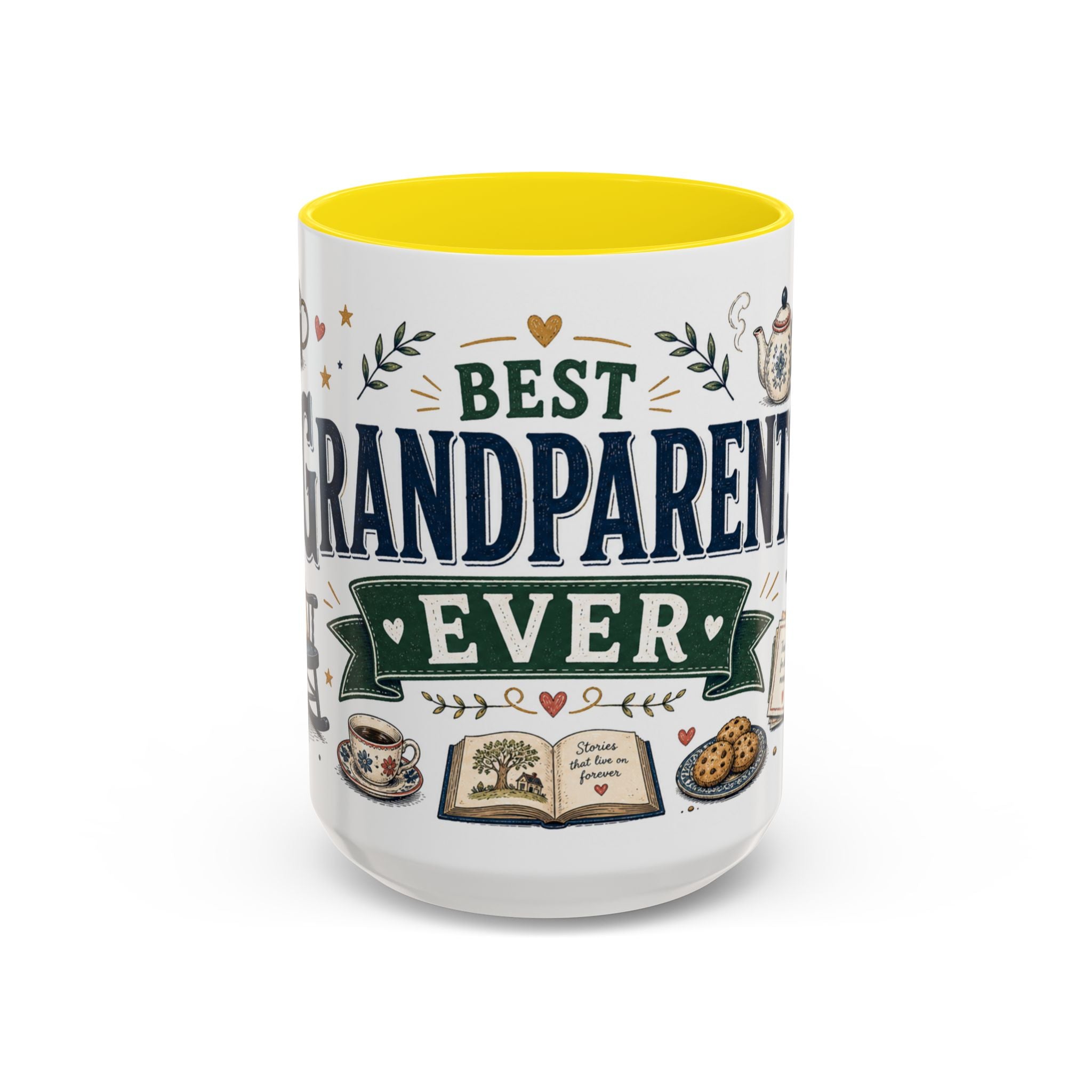 Best Grandparents Ever Coffee Mug | Gift From Grandkids | Accent Color Ceramic 11oz 15oz