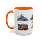 Cleveland Illustrated Travel Mug | City Souvenir Accent Coffee Mug | 11oz 15oz Ceramic Cup