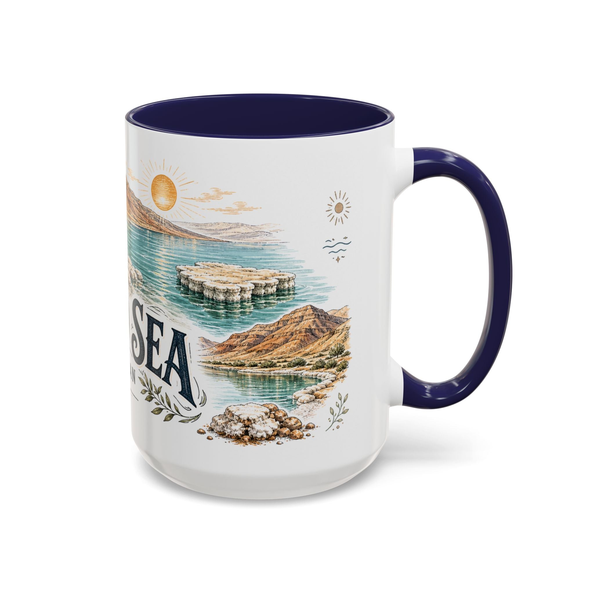 Dead Sea Mug, Jordan Travel Souvenir, Bucket List Gift, Accent Ceramic Coffee Mug 11oz 15oz