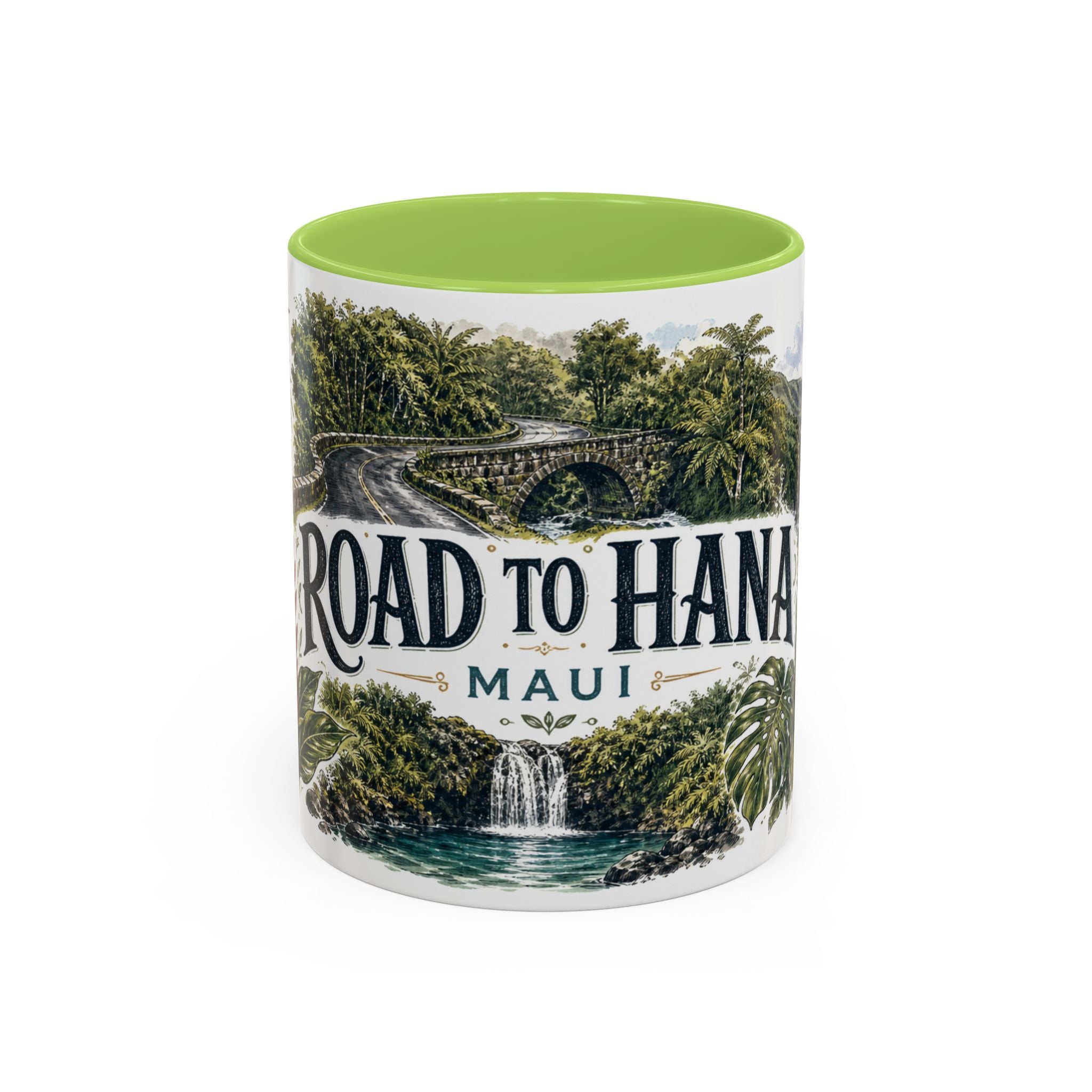 Road to Hana Mug, Maui Travel Souvenir, Bucket List Gift, Accent Ceramic Coffee Mug 11oz 15oz