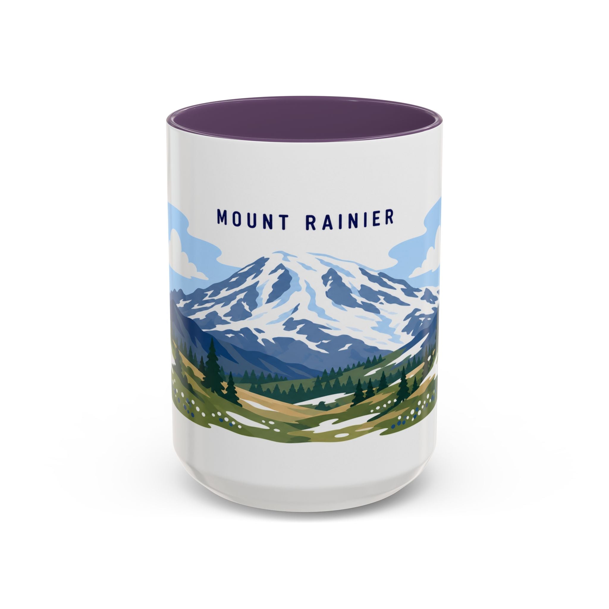 Mount Rainier National Park Coffee Mug | Solid Color Block Park Souvenir | 11oz 15oz Accent Mug