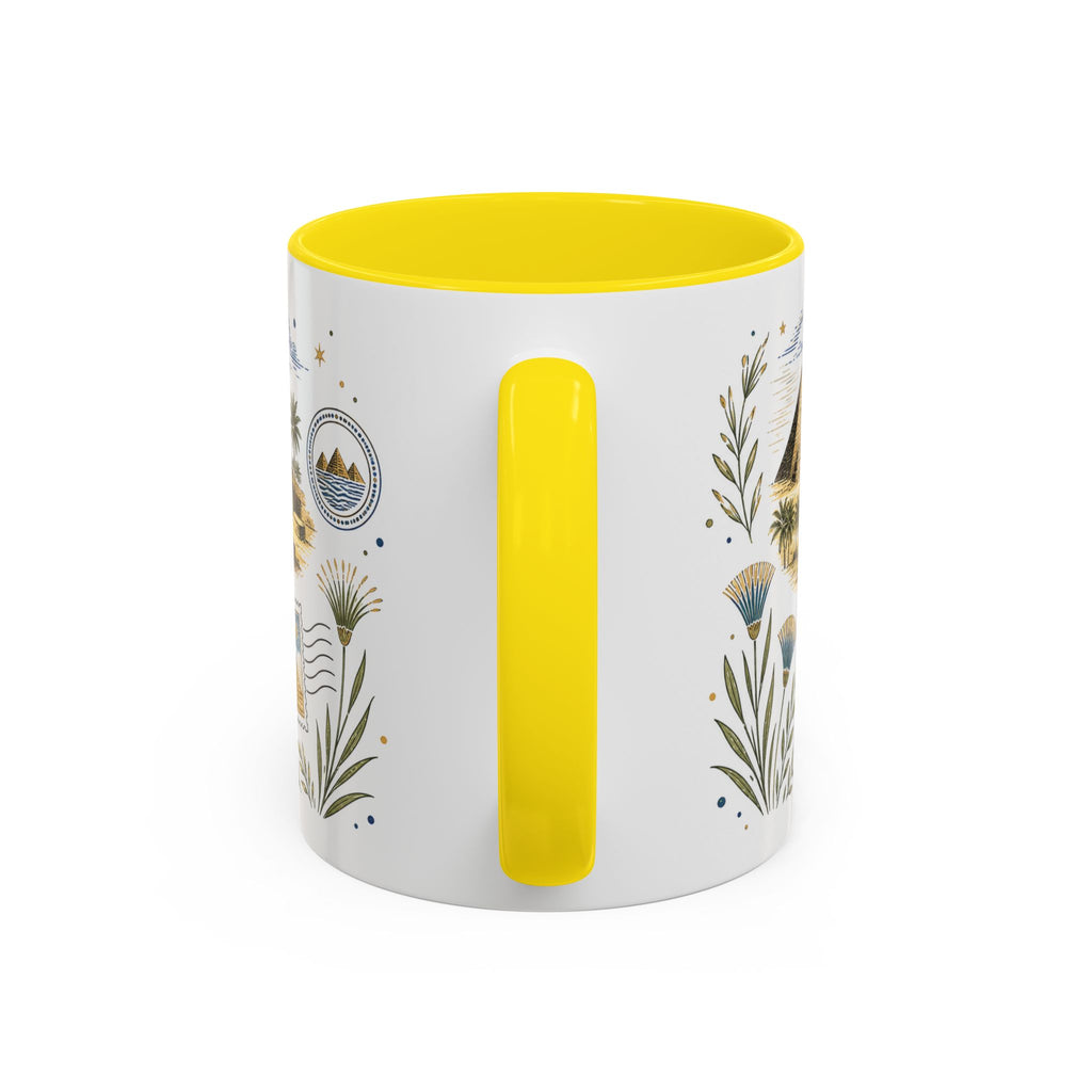 Pyramids of Giza Coffee Mug | Travel Destination Souvenir Gift | Accent Color Ceramic 11oz 15oz