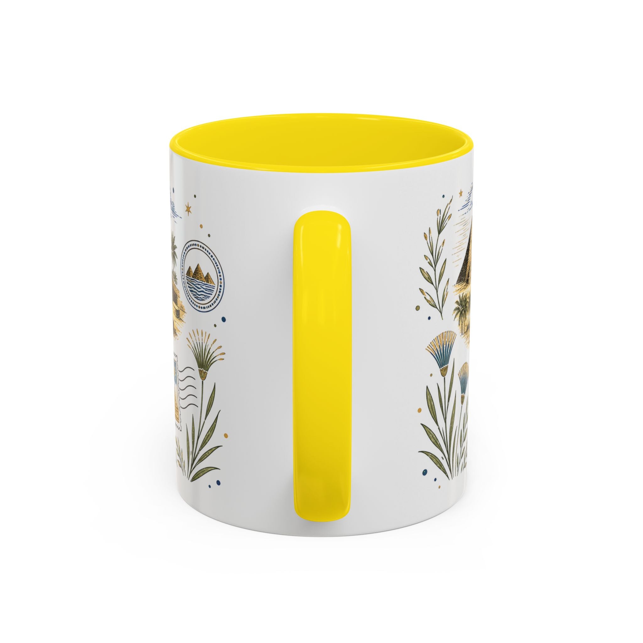 Pyramids of Giza Coffee Mug | Travel Destination Souvenir Gift | Accent Color Ceramic 11oz 15oz