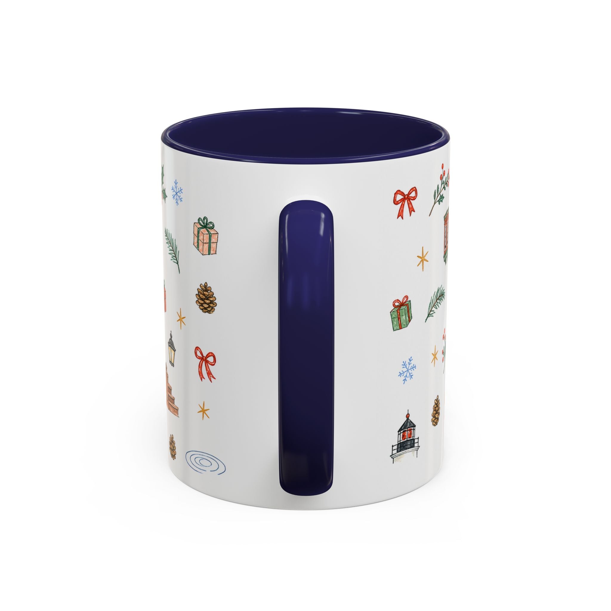 Boston Christmas Mug | Watercolor Travel Souvenir | Holiday Gift | Accent Ceramic Coffee Cup 11oz 15oz
