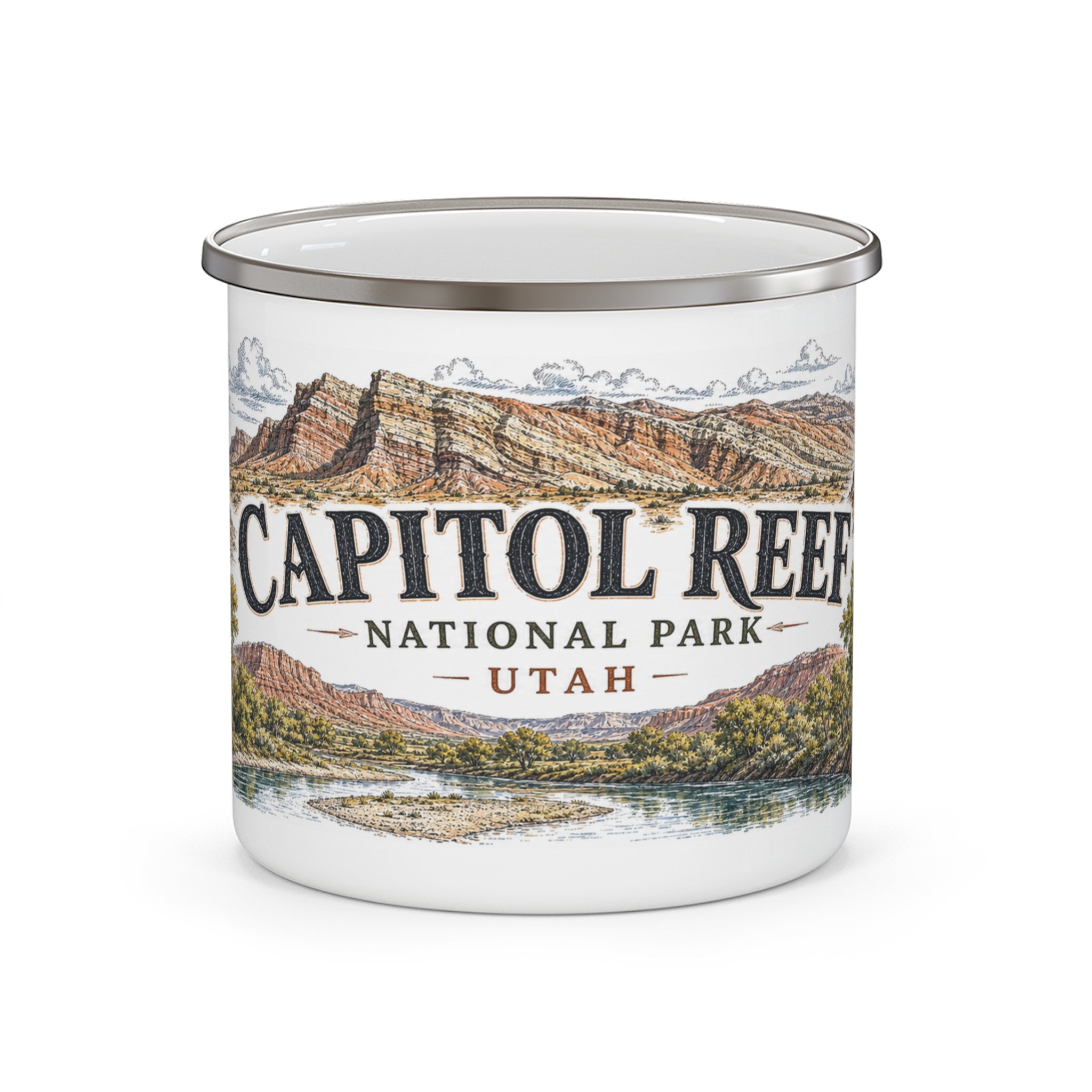 Capitol Reef National Park Vintage Enamel Camping Mug | 12oz National Park Hiking Gift