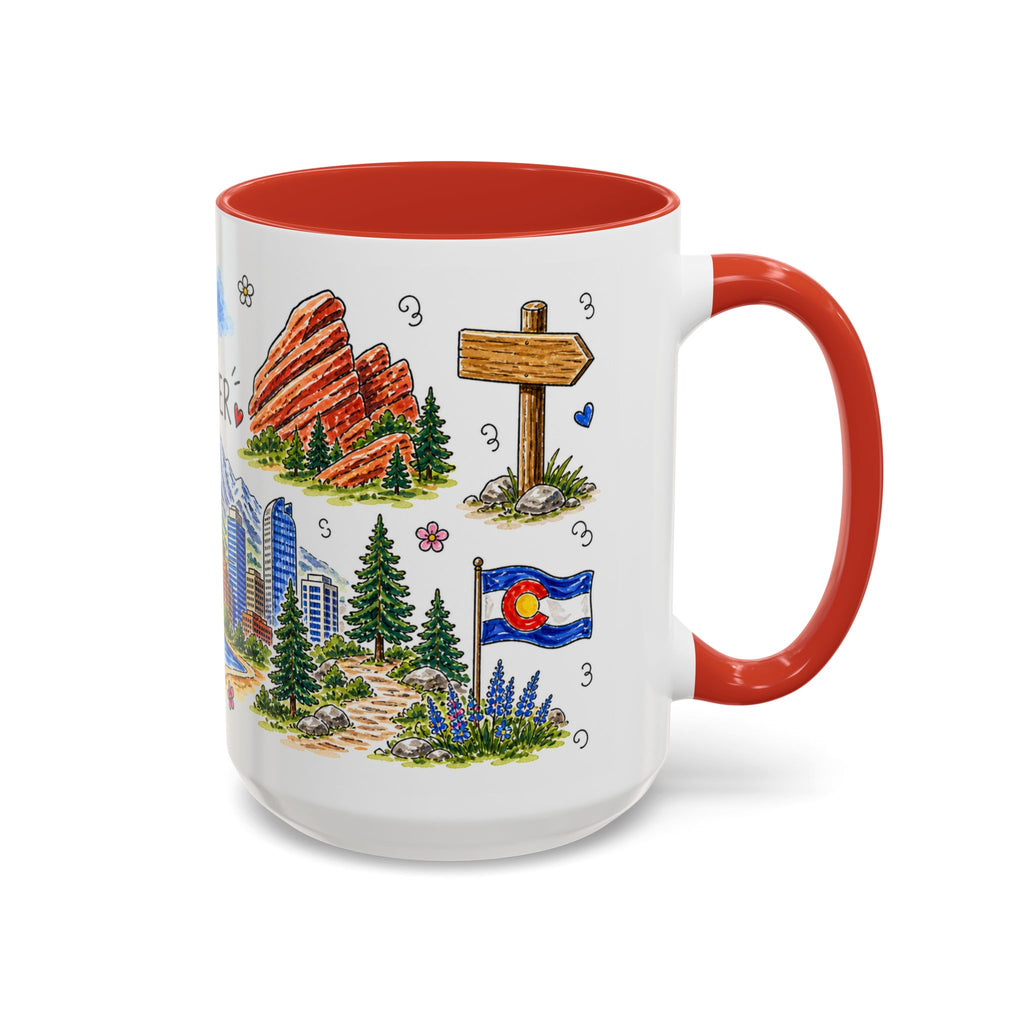 Denver Illustrated Travel Mug | City Souvenir Accent Coffee Mug | 11oz 15oz Ceramic Cup