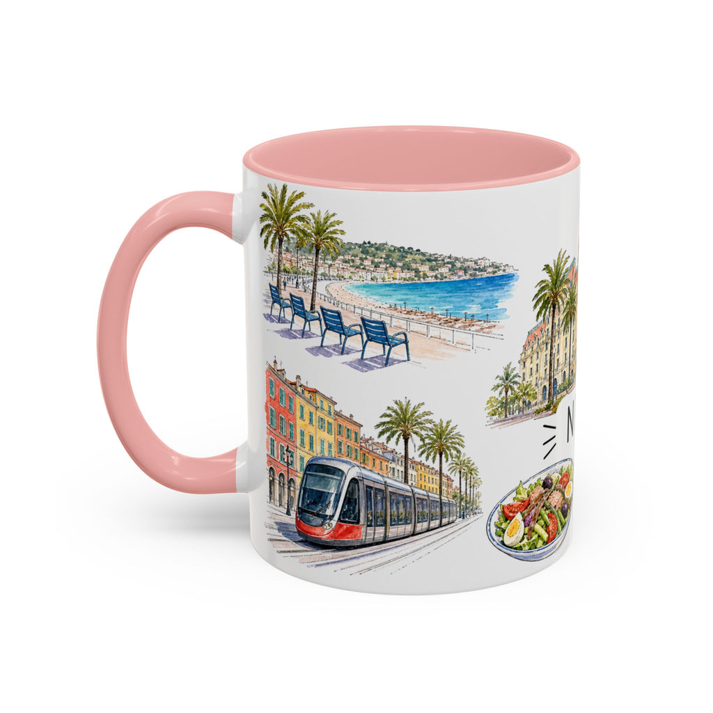 Nice Illustrated Travel Mug | City Souvenir Accent Coffee Mug | 11oz 15oz Ceramic Cup