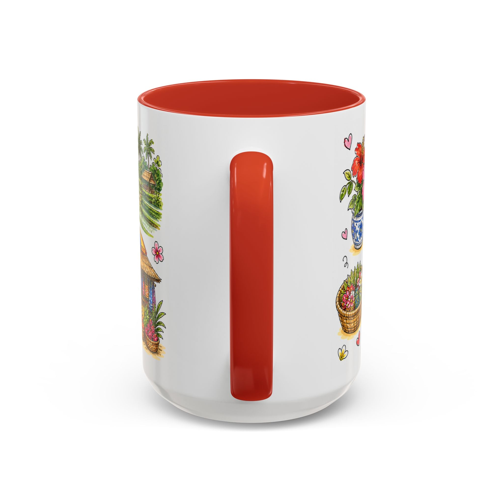 Ubud Illustrated Travel Mug | City Souvenir Accent Coffee Mug | 11oz 15oz Ceramic Cup