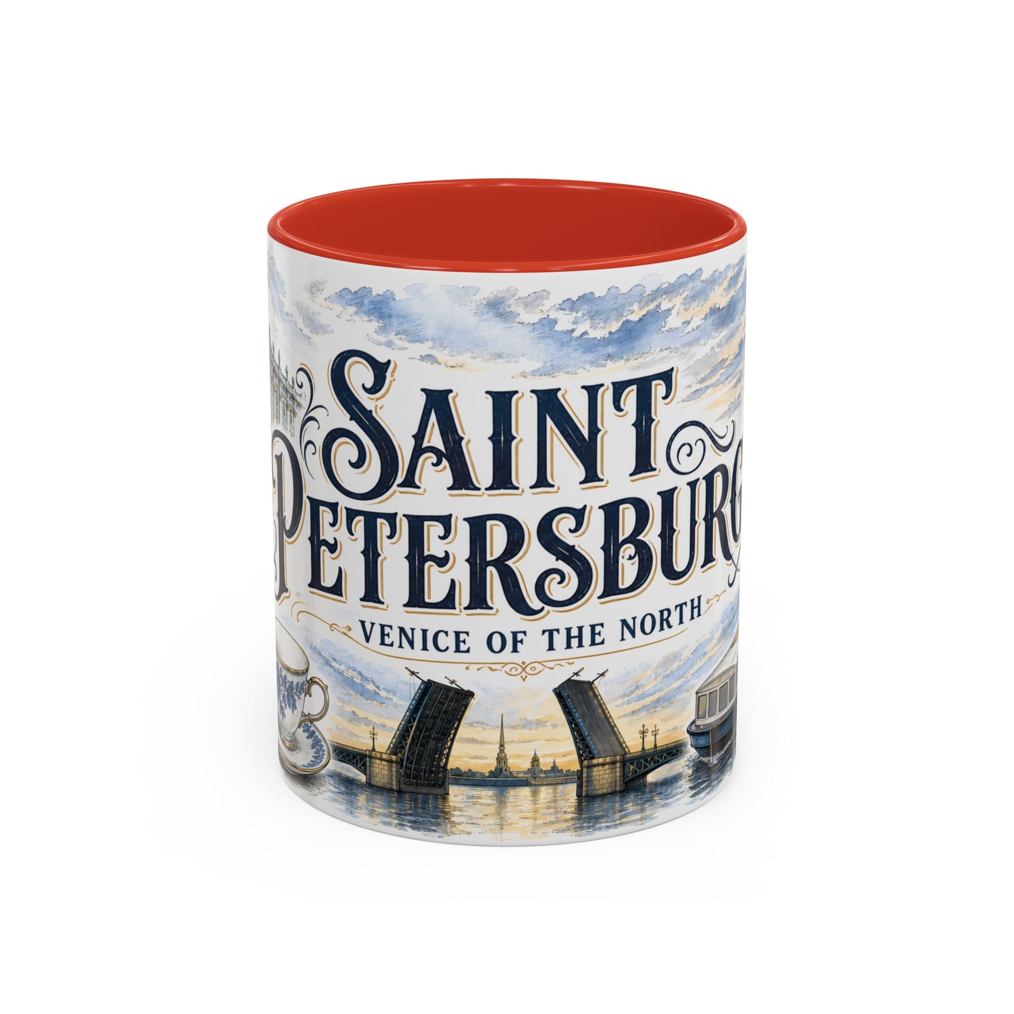 Saint Petersburg Coffee Mug | Russia Travel Souvenir | Vintage Illustrated City Gift | 11 oz 15 oz Accent Mug