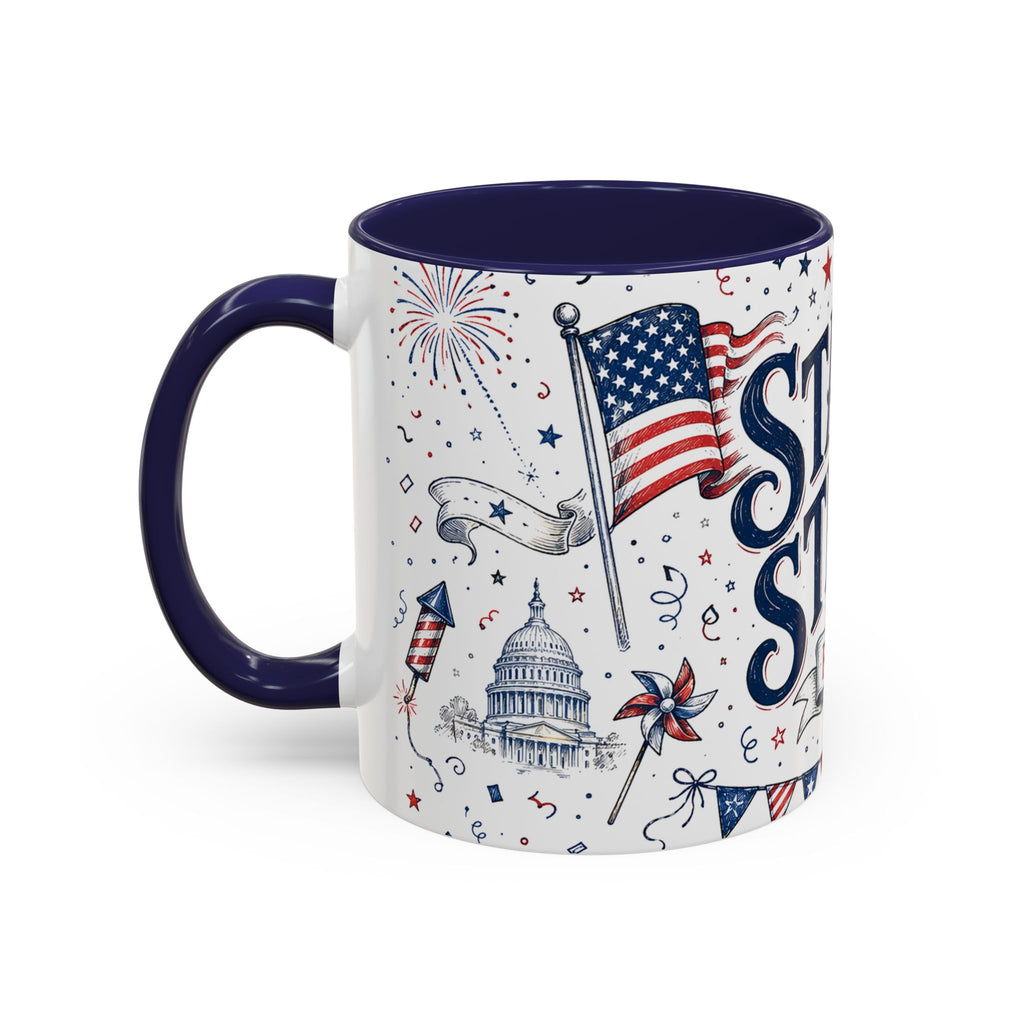 Stars and Stripes Forever Coffee Mug | Patriotic 4th of July Gift | Accent Color Ceramic 11oz 15oz