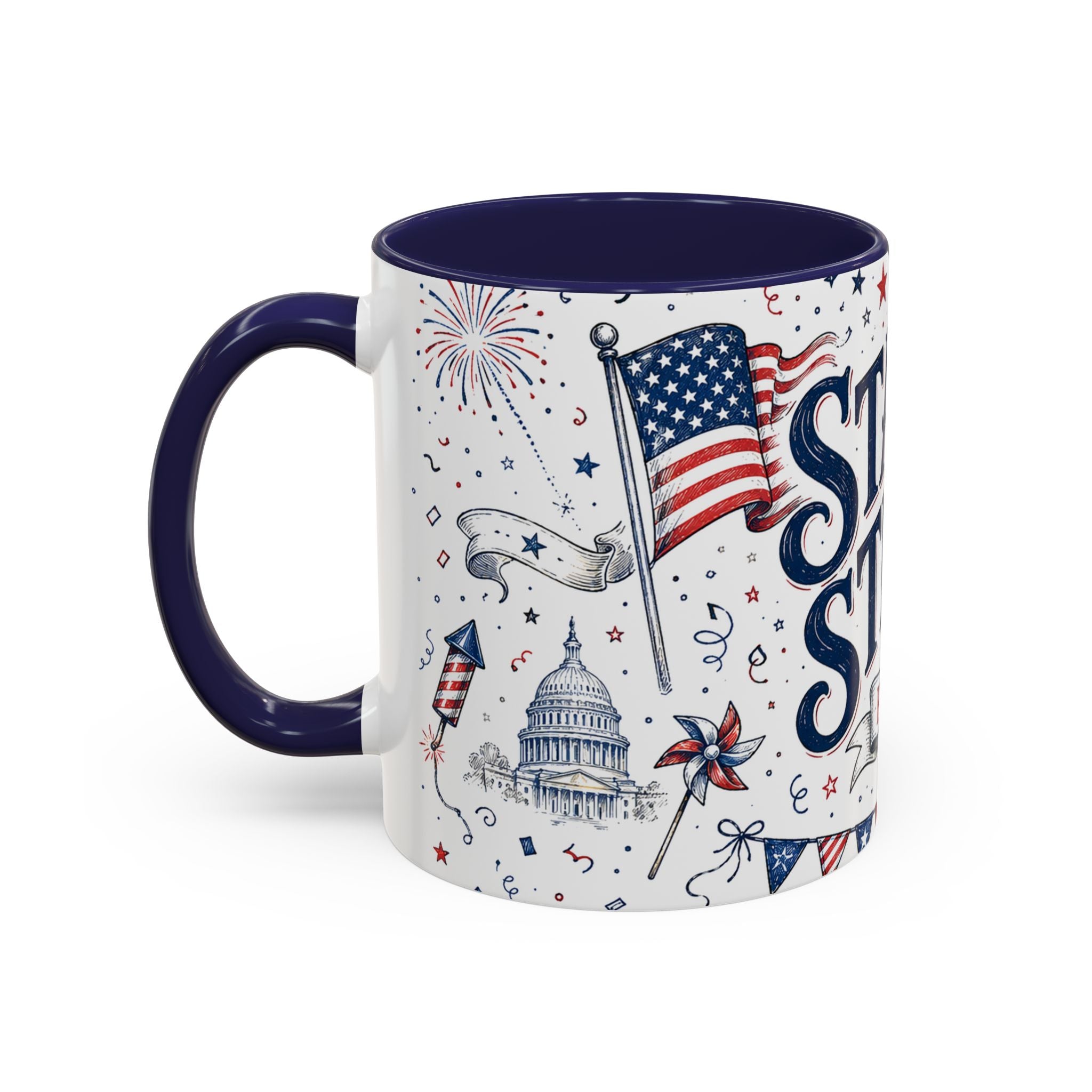 Stars and Stripes Forever Coffee Mug | Patriotic 4th of July Gift | Accent Color Ceramic 11oz 15oz