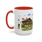 Grindelwald Illustrated Travel Mug | Switzerland Souvenir Accent Coffee Mug | 11oz 15oz Ceramic Cup