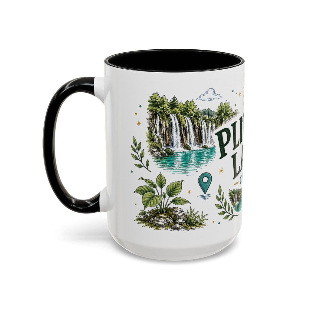 Plitvice Lakes Coffee Mug | Travel Destination Souvenir Gift | Accent Color Ceramic 11oz 15oz