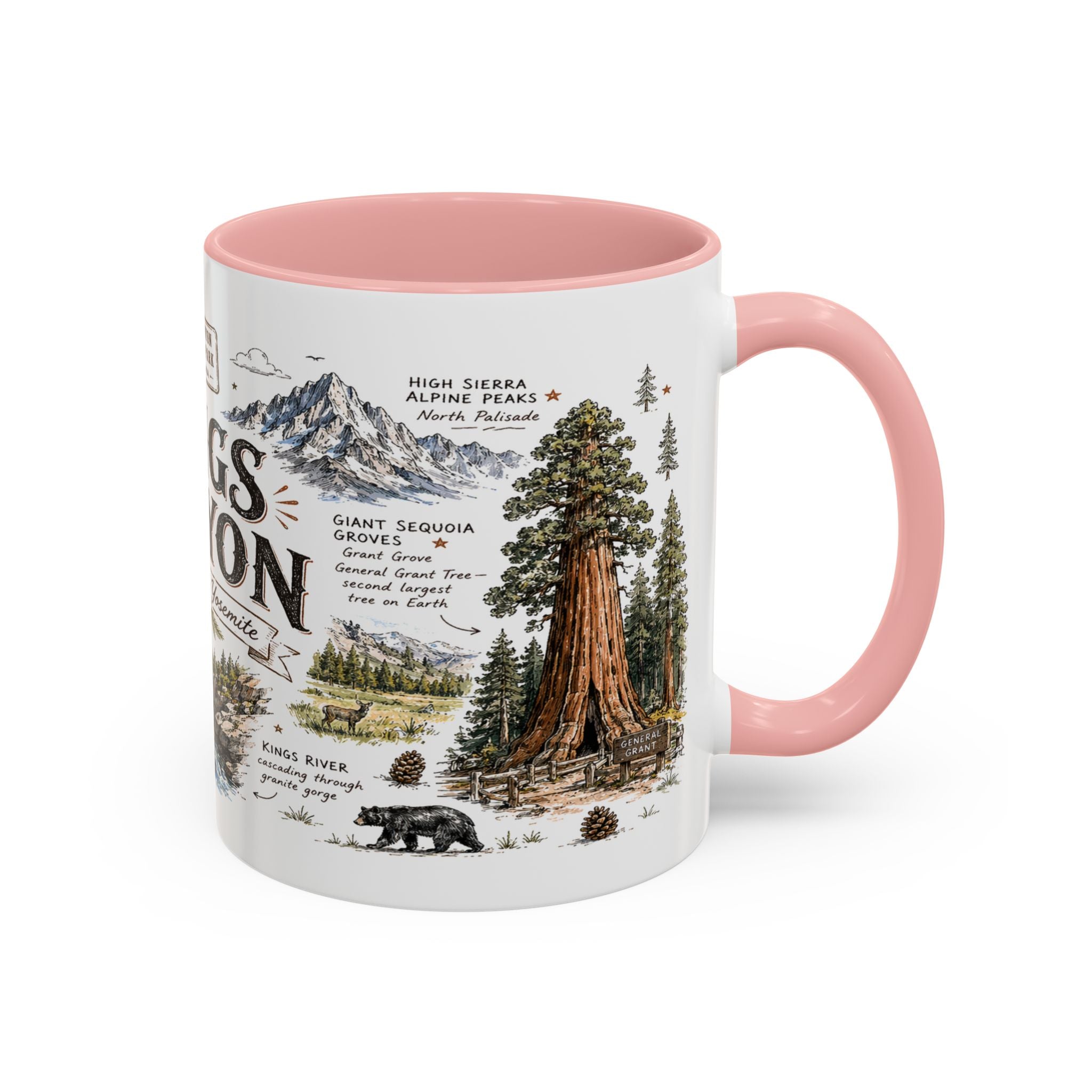 Kings Canyon National Park Coffee Mug | California Sierra Nevada Sequoia Gift | Accent Color Ceramic 11oz 15oz
