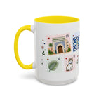 Fez Coffee Mug | Postage Stamp Collage Mug | Travel Souvenir Accent Cup 11oz 15oz