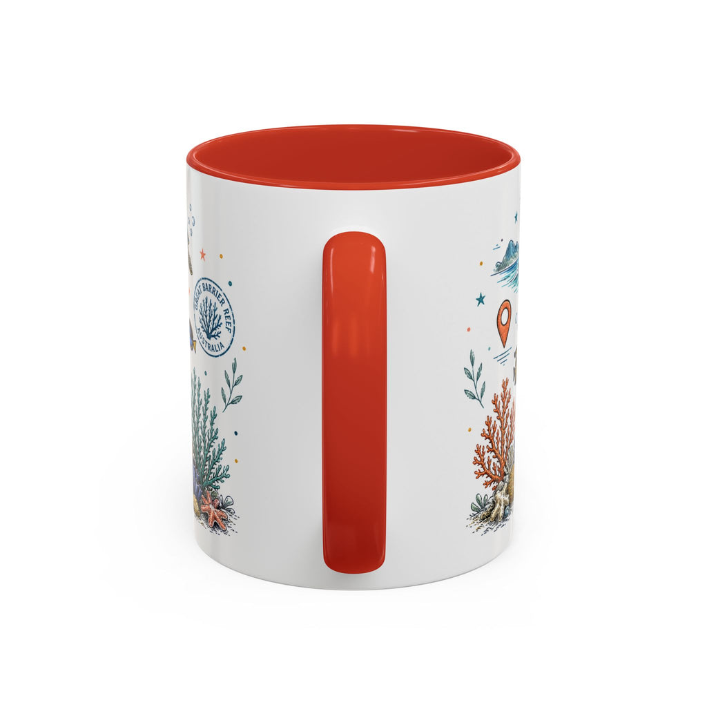 Great Barrier Reef Coffee Mug | Travel Destination Souvenir Gift | Accent Color Ceramic 11oz 15oz