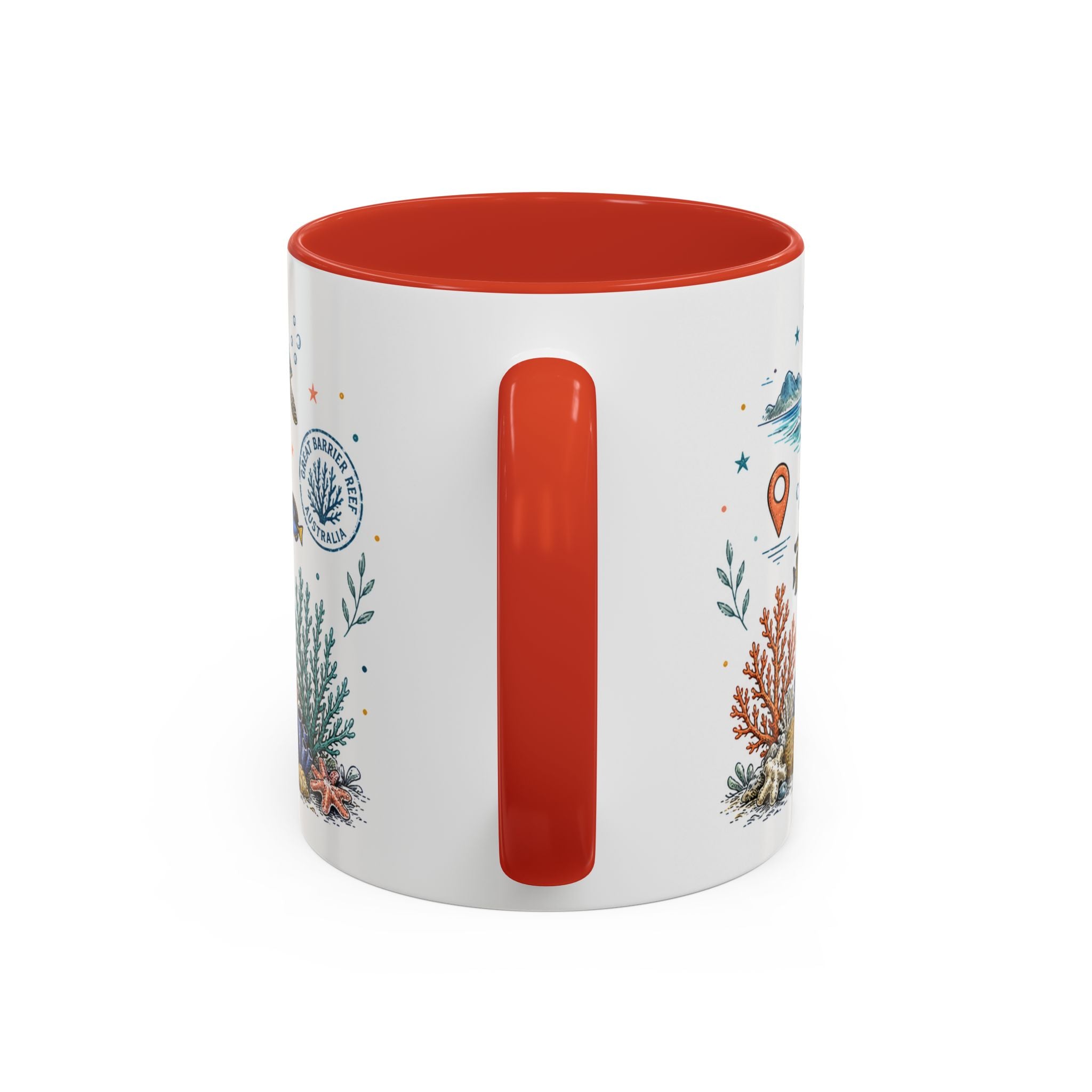 Great Barrier Reef Coffee Mug | Travel Destination Souvenir Gift | Accent Color Ceramic 11oz 15oz
