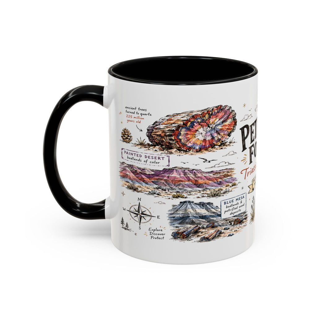 Petrified Forest National Park Coffee Mug | Arizona Painted Desert Fossil Gift | Accent Color Ceramic 11oz 15oz