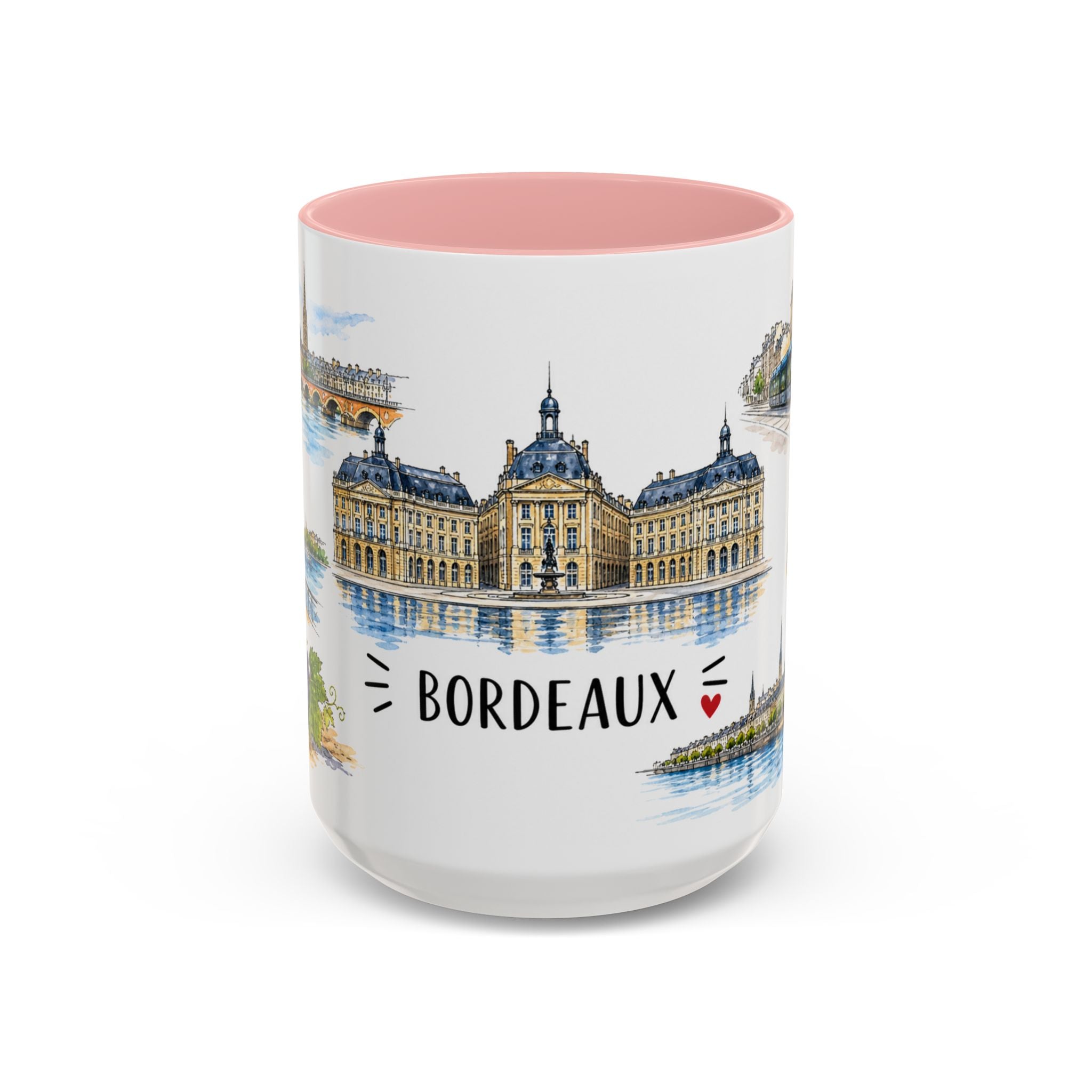 Bordeaux Illustrated Travel Mug | City Souvenir Accent Coffee Mug | 11oz 15oz Ceramic Cup