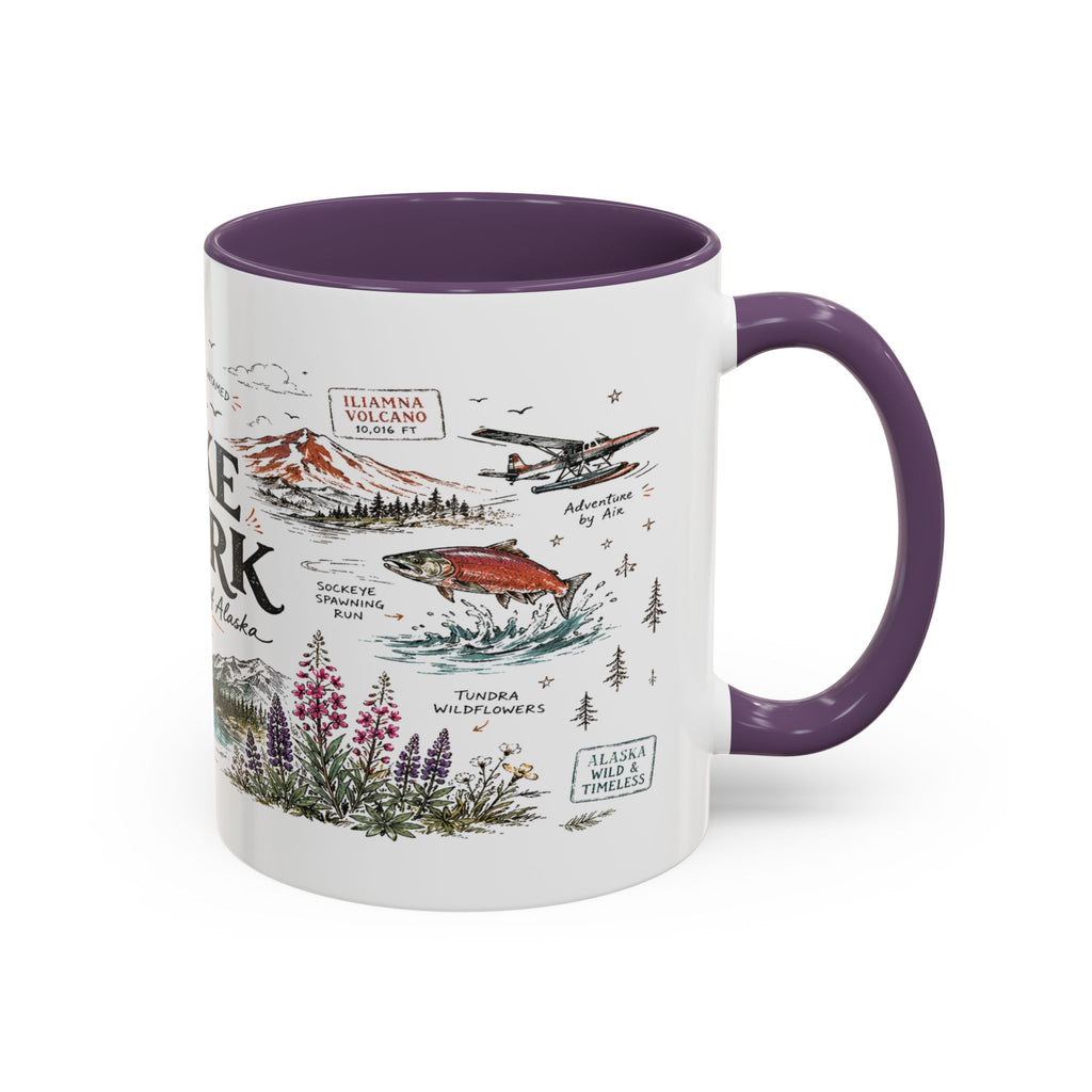 Lake Clark National Park Coffee Mug | Alaska Fly-in Wilderness Adventure Gift | Accent Color Ceramic 11oz 15oz