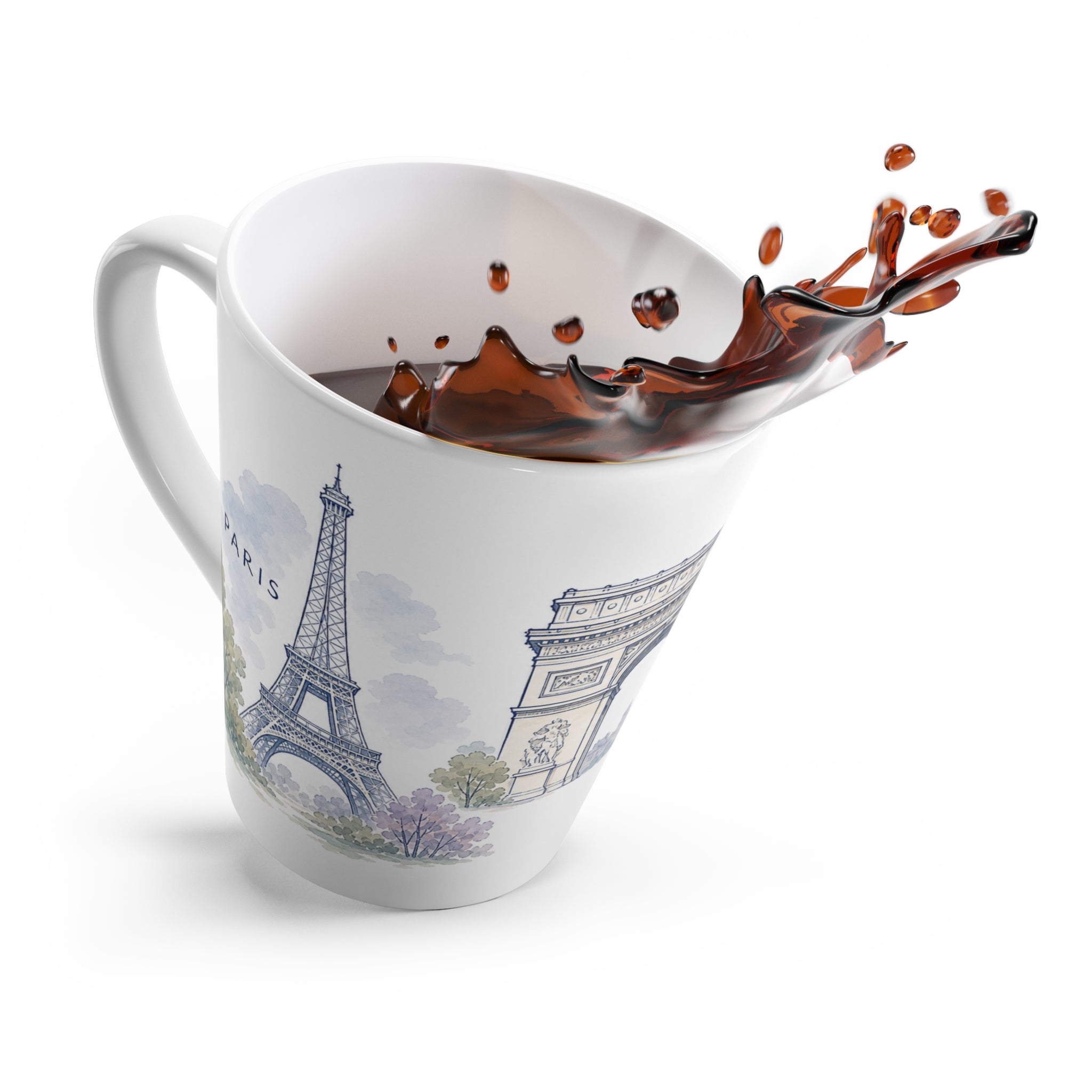 Paris Latte Mug | Watercolor City Travel Mug | 12 oz Ceramic Souvenir Gift