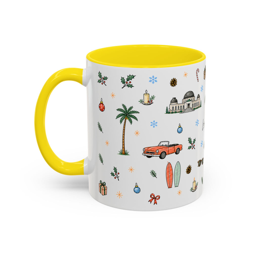Los Angeles Christmas Mug | Watercolor City Souvenir | Ceramic Coffee Cup (11oz or 15oz)