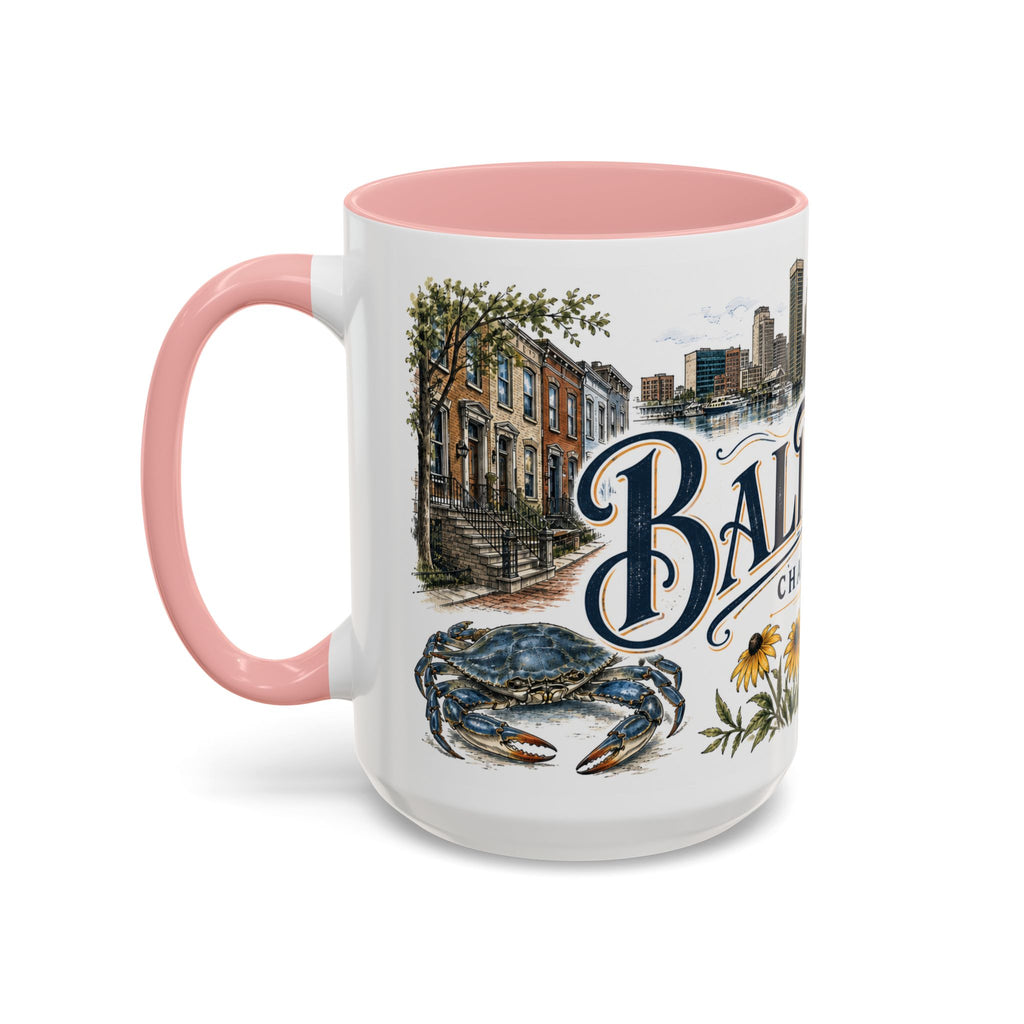 Baltimore Coffee Mug | United States Travel Souvenir | Vintage Illustrated City Gift | 11 oz 15 oz Accent Mug