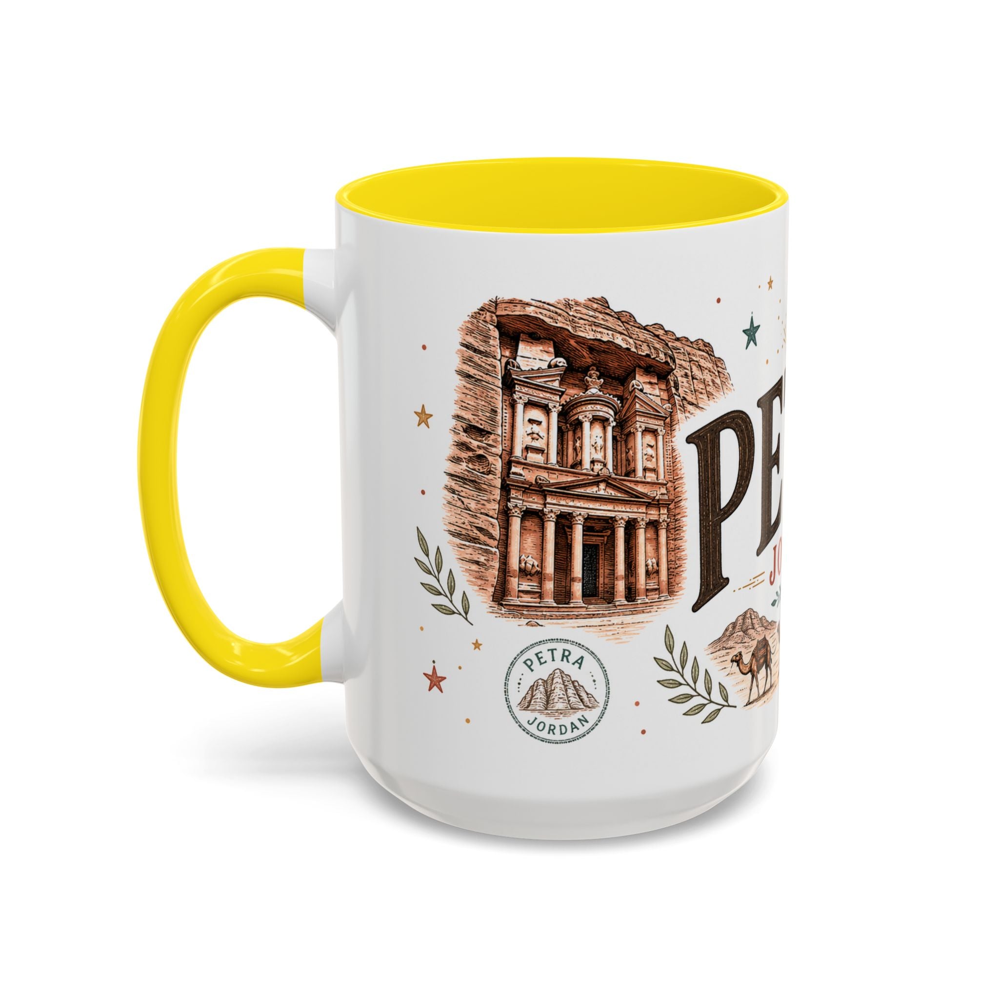 Petra Coffee Mug | Travel Destination Souvenir Gift | Accent Color Ceramic 11oz 15oz