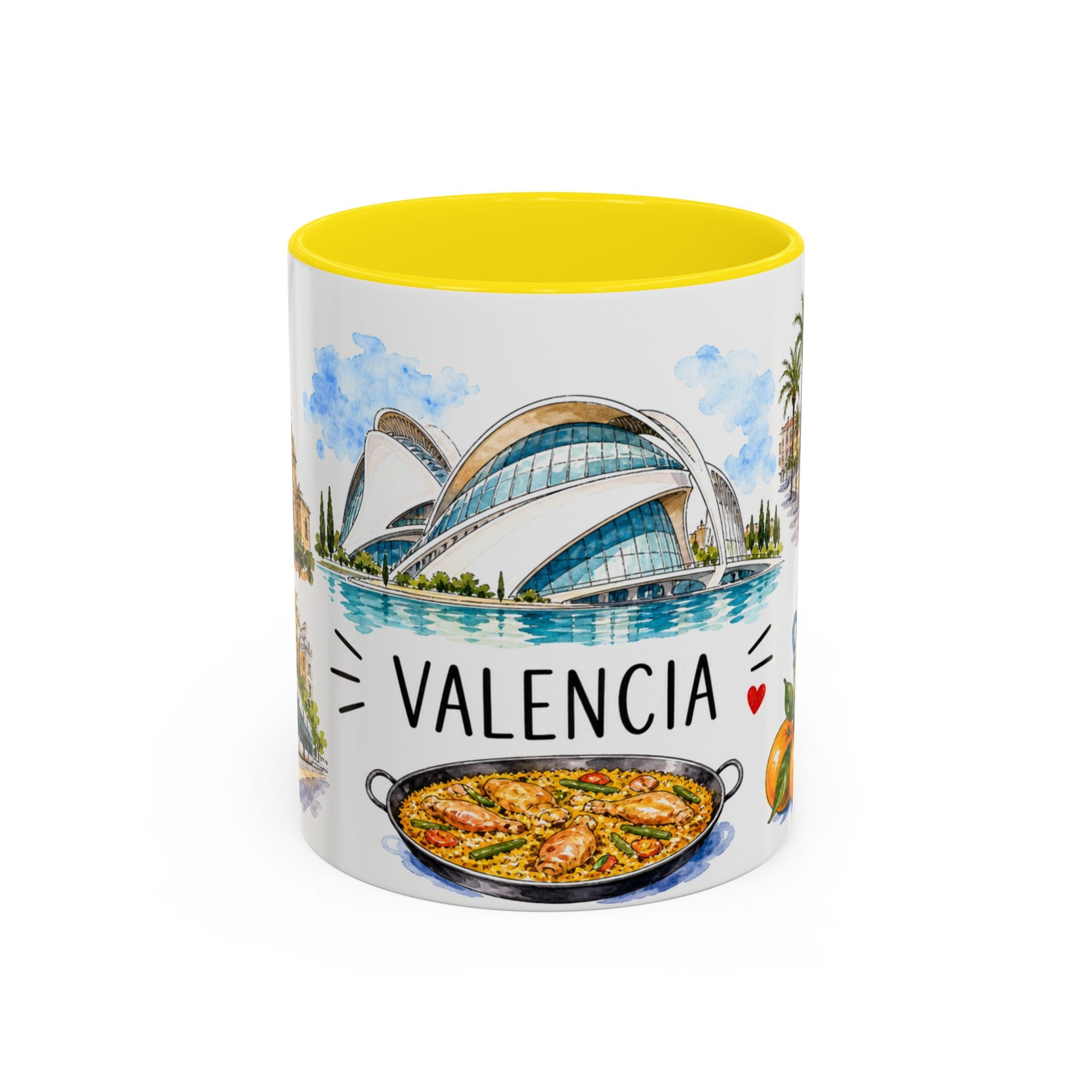 Valencia Illustrated Travel Mug | City Souvenir Accent Coffee Mug | 11oz 15oz Ceramic Cup