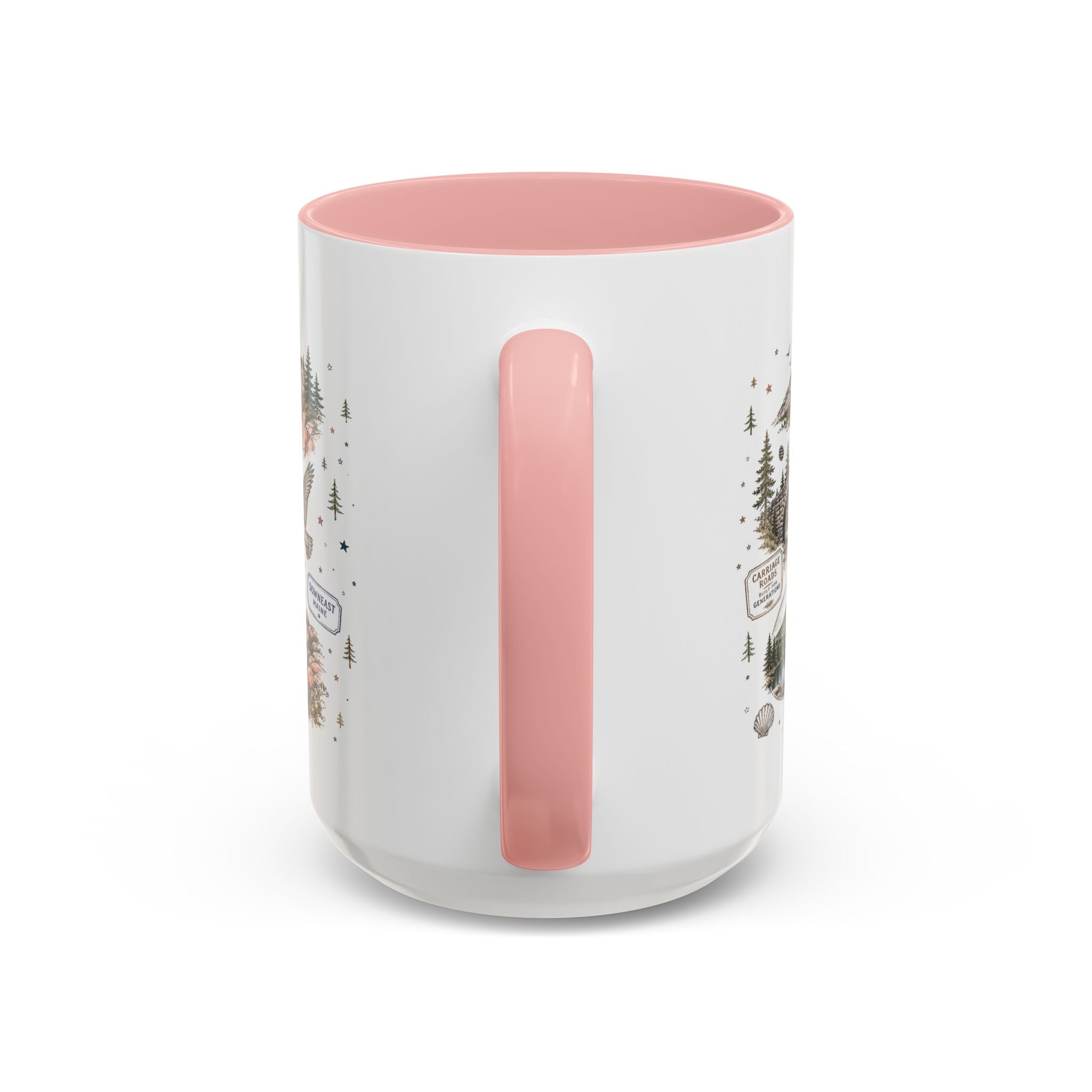 Acadia Coffee Mug | National Park Hiking Coastal Gift | Accent Color Ceramic 11oz 15oz