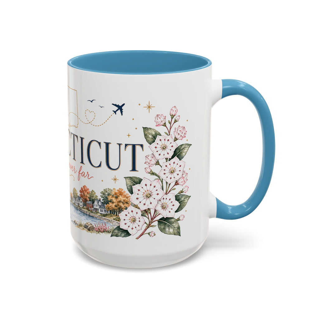 Connecticut State Map Mug | Botanical Accent Coffee Cup (11oz 15oz)