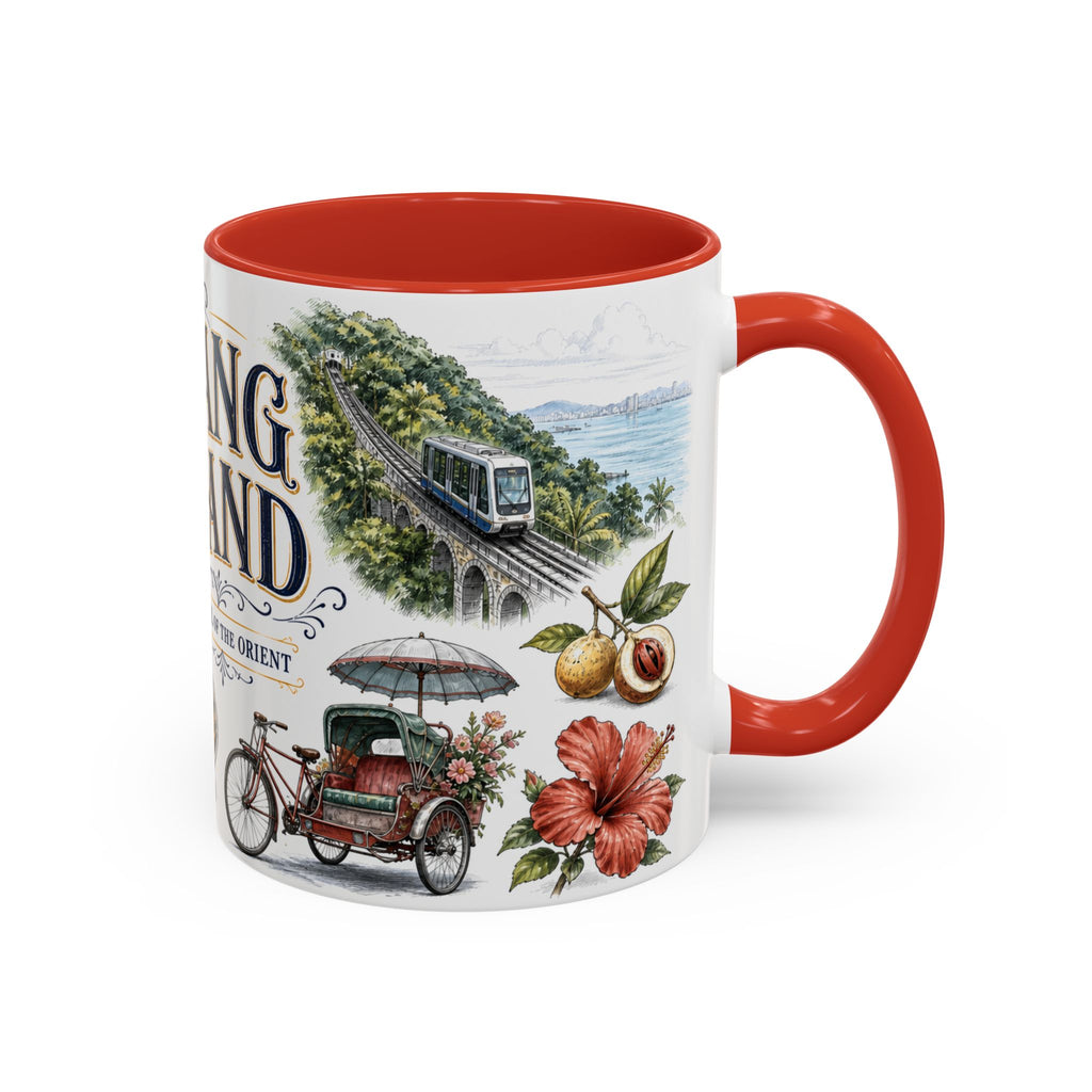 Penang Island Coffee Mug | Malaysia Travel Souvenir | Vintage Illustrated City Gift | 11 oz 15 oz Accent Mug