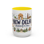 New Delhi Coffee Mug | India Souvenir Travel Gift | Accent Color Ceramic 11oz 15oz