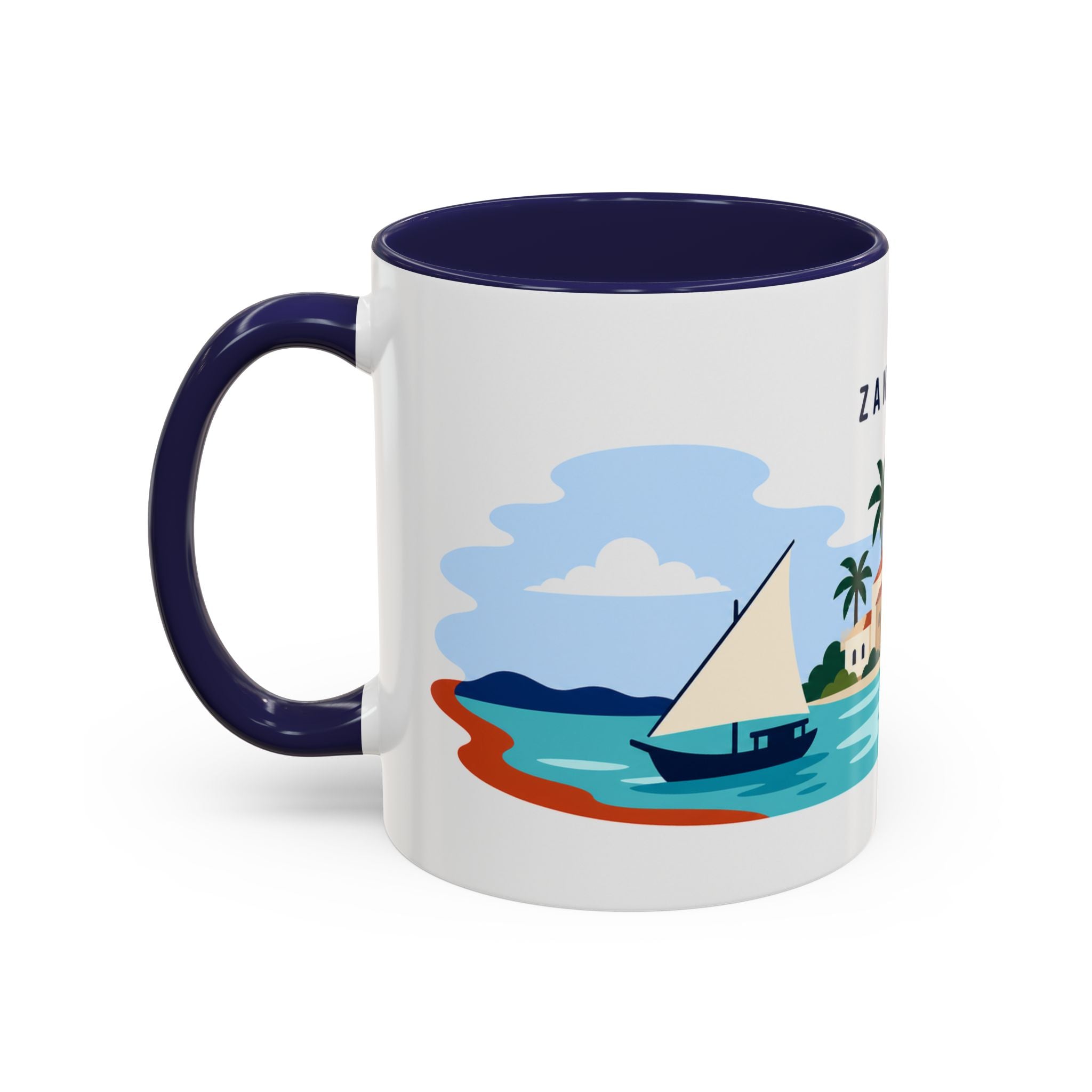 Zanzibar Coffee Mug | Travel Destination Souvenir Gift | Accent Color Ceramic 11oz 15oz