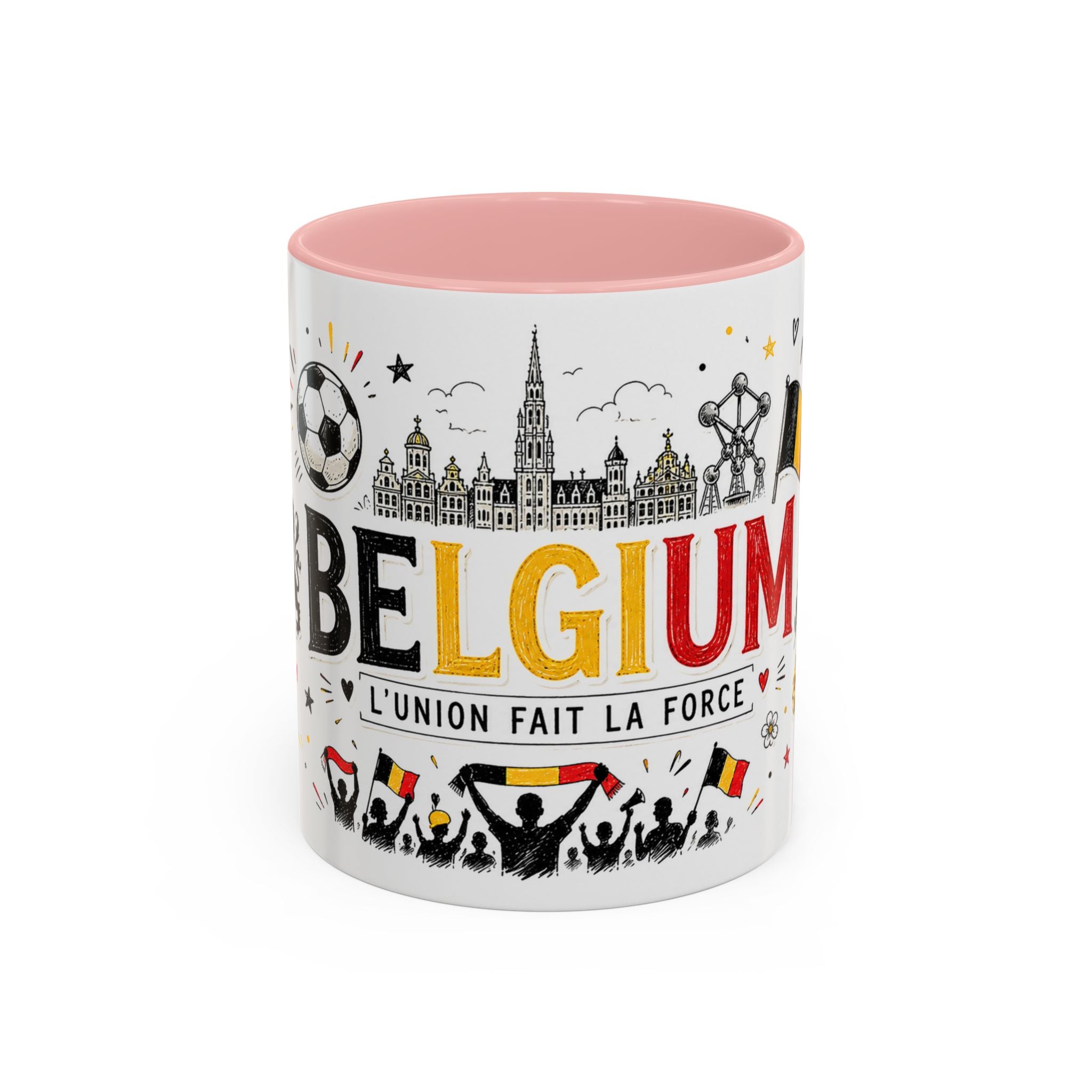 Belgium Soccer Coffee Mug | Soccer Fan Gift | Accent Color Ceramic 11oz 15oz Match Day Cup