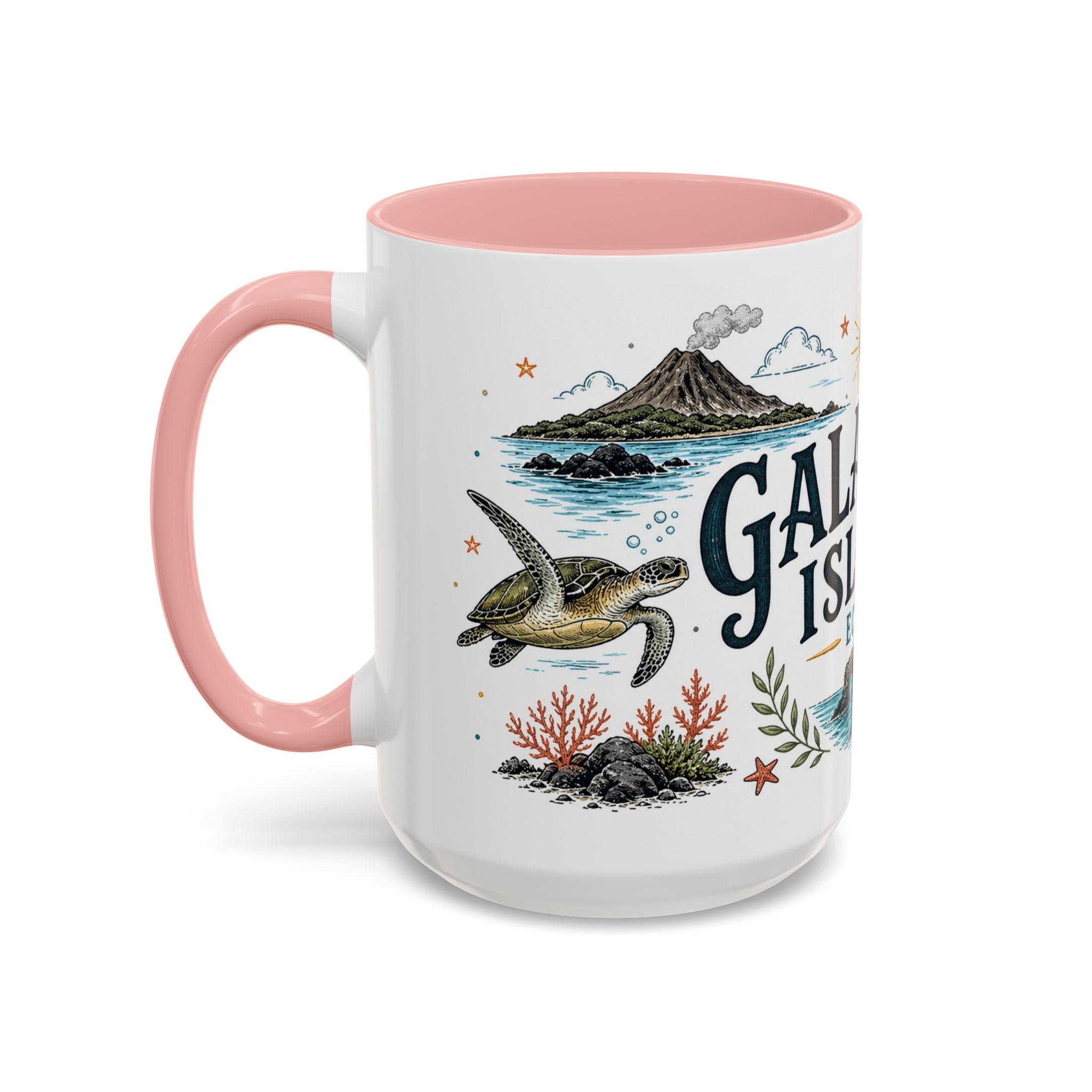 Galapagos Islands Coffee Mug | Travel Destination Souvenir Gift | Accent Color Ceramic 11oz 15oz