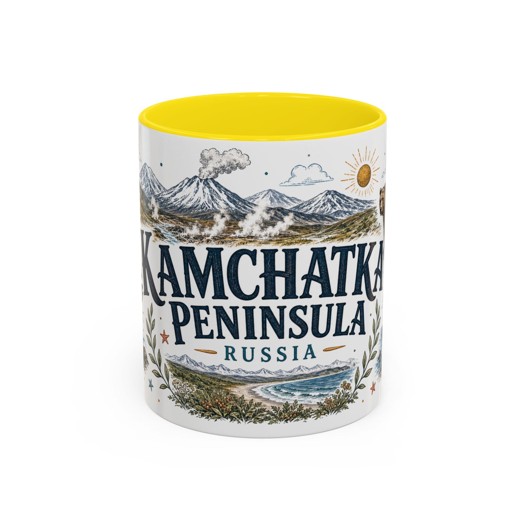 Kamchatka Peninsula Mug, Russia Travel Souvenir, Bucket List Gift, Accent Ceramic Coffee Mug 11oz 15oz