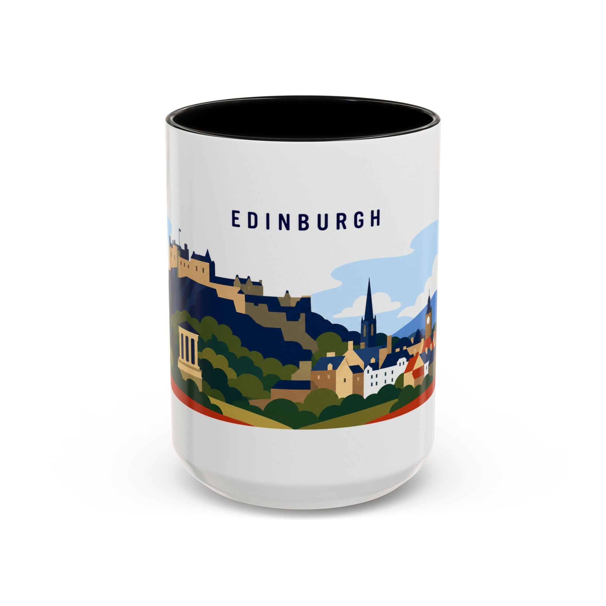 Edinburgh Coffee Mug | Travel Destination Souvenir Gift | Accent Color Ceramic 11oz 15oz
