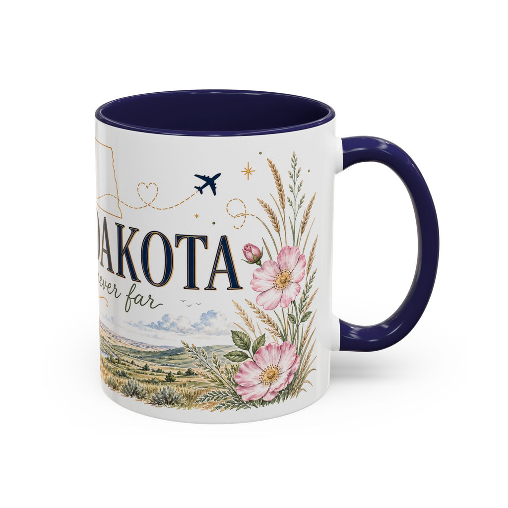 North Dakota State Map Mug | Prairie Rose Botanical Accent Coffee Cup
