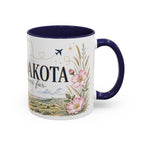North Dakota State Map Mug | Prairie Rose Botanical Accent Coffee Cup