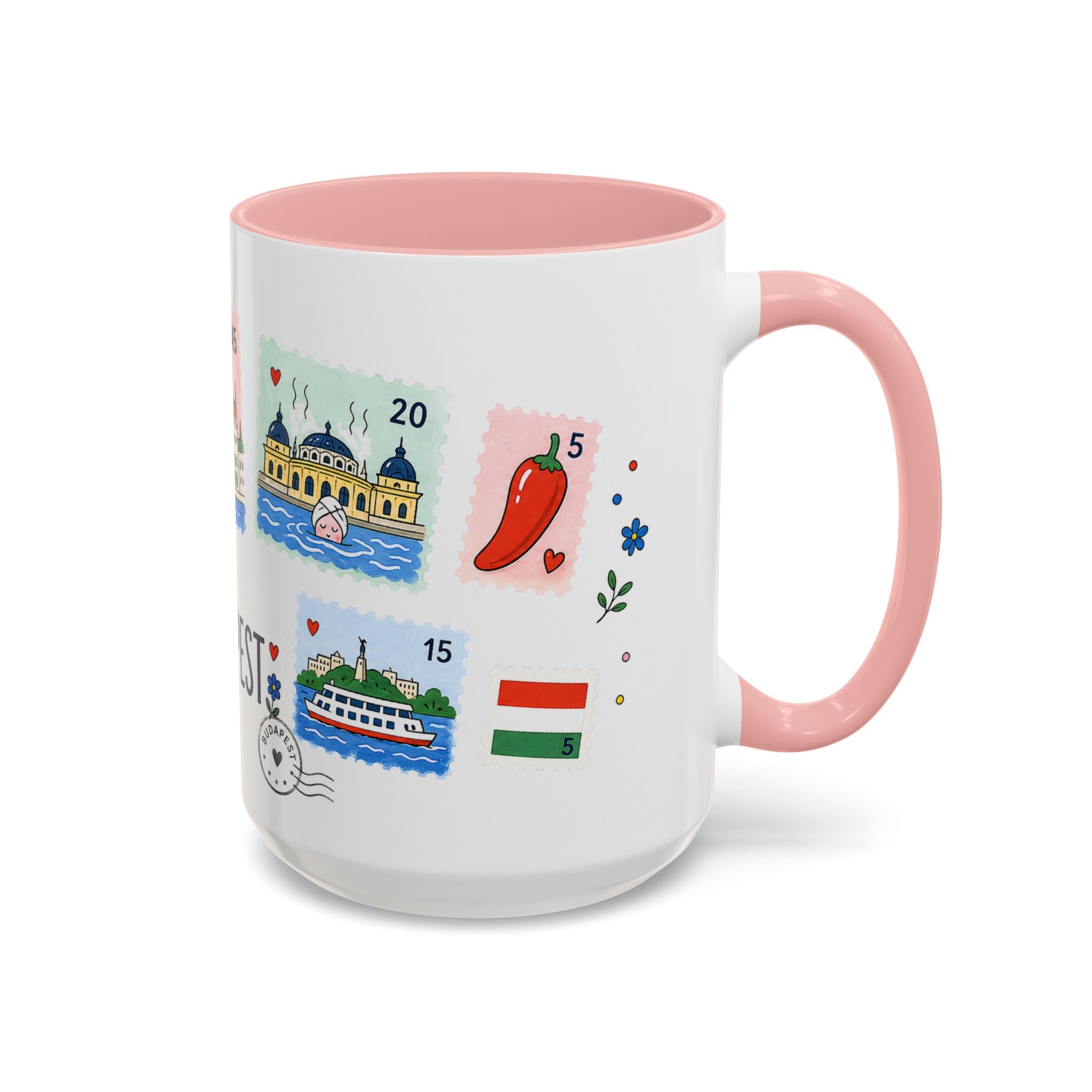 Budapest Coffee Mug | Postage Stamp Collage Mug | Travel Souvenir Accent Cup 11oz 15oz