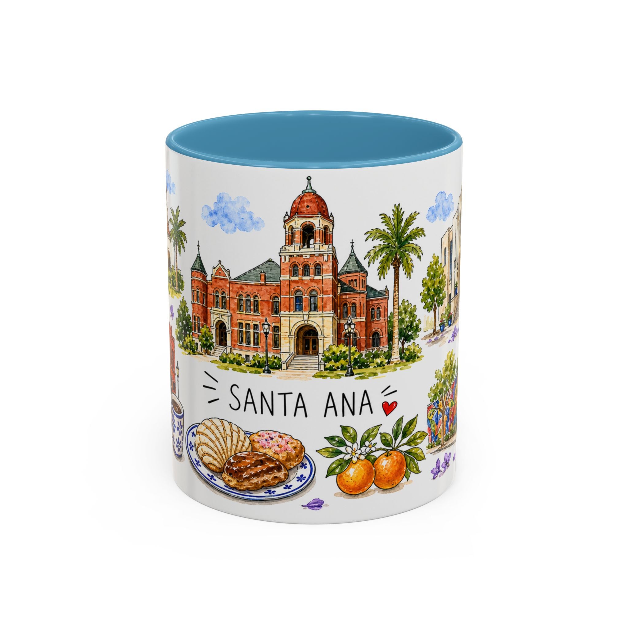 Santa Ana Illustrated Travel Mug | City Souvenir Accent Coffee Mug | 11oz 15oz Ceramic Cup
