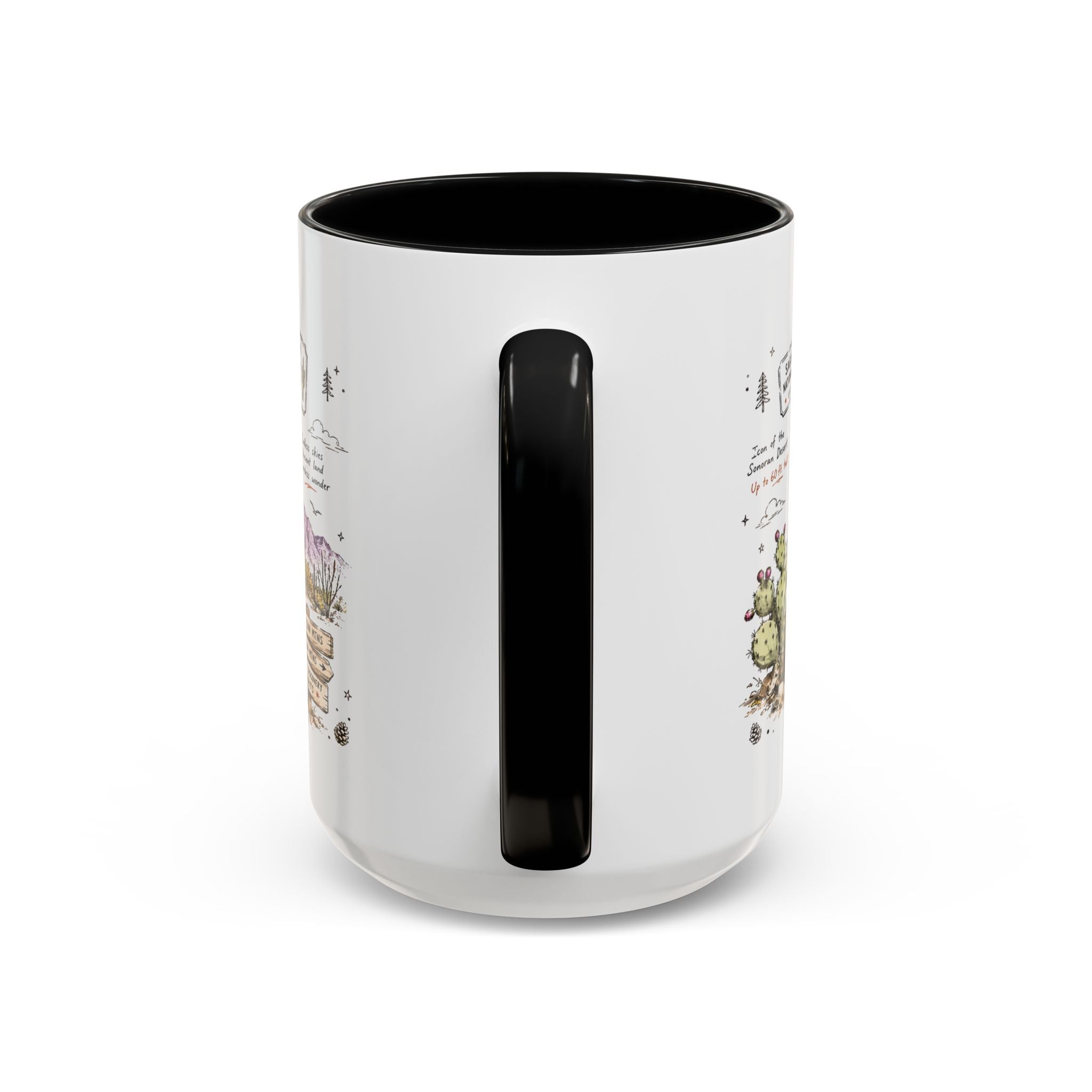 Saguaro National Park Coffee Mug | Arizona Desert Cactus Sunset Gift | Accent Color Ceramic 11oz 15oz