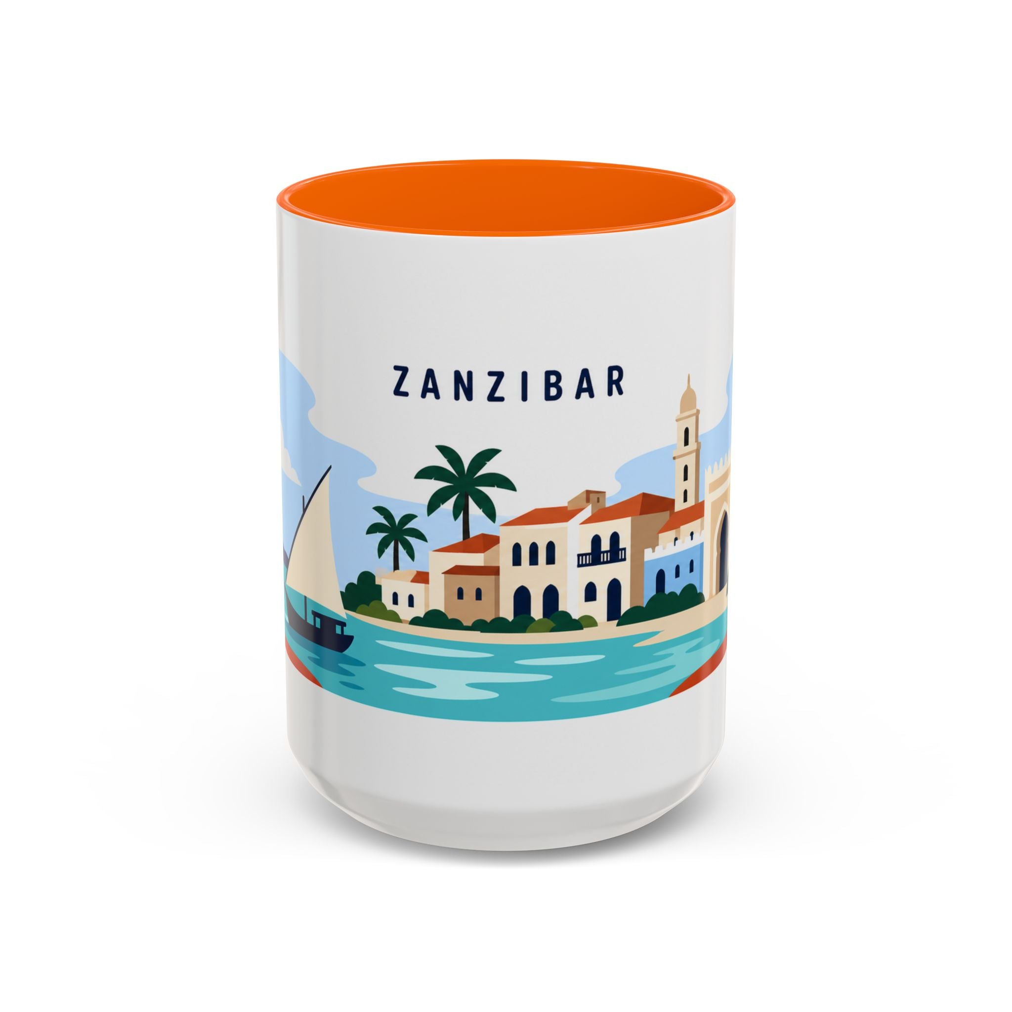 Zanzibar Coffee Mug | Travel Destination Souvenir Gift | Accent Color Ceramic 11oz 15oz