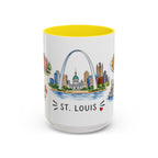 St. Louis Illustrated Travel Mug | City Souvenir Accent Coffee Mug | 11oz 15oz Ceramic Cup